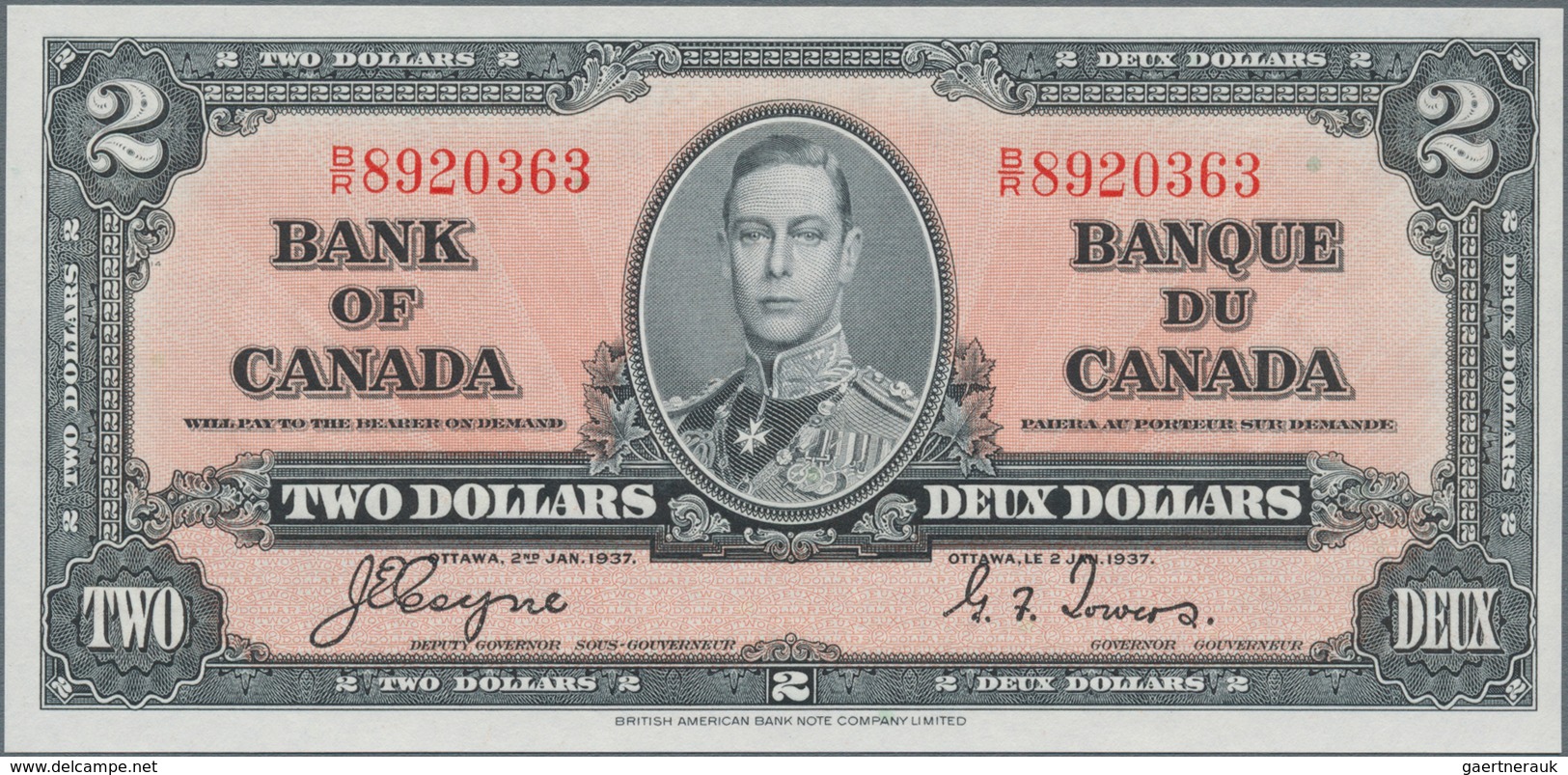 Canada: 2 Dollars 1937 P. 59c, In Crisp Original Condition: UNC. - Canada