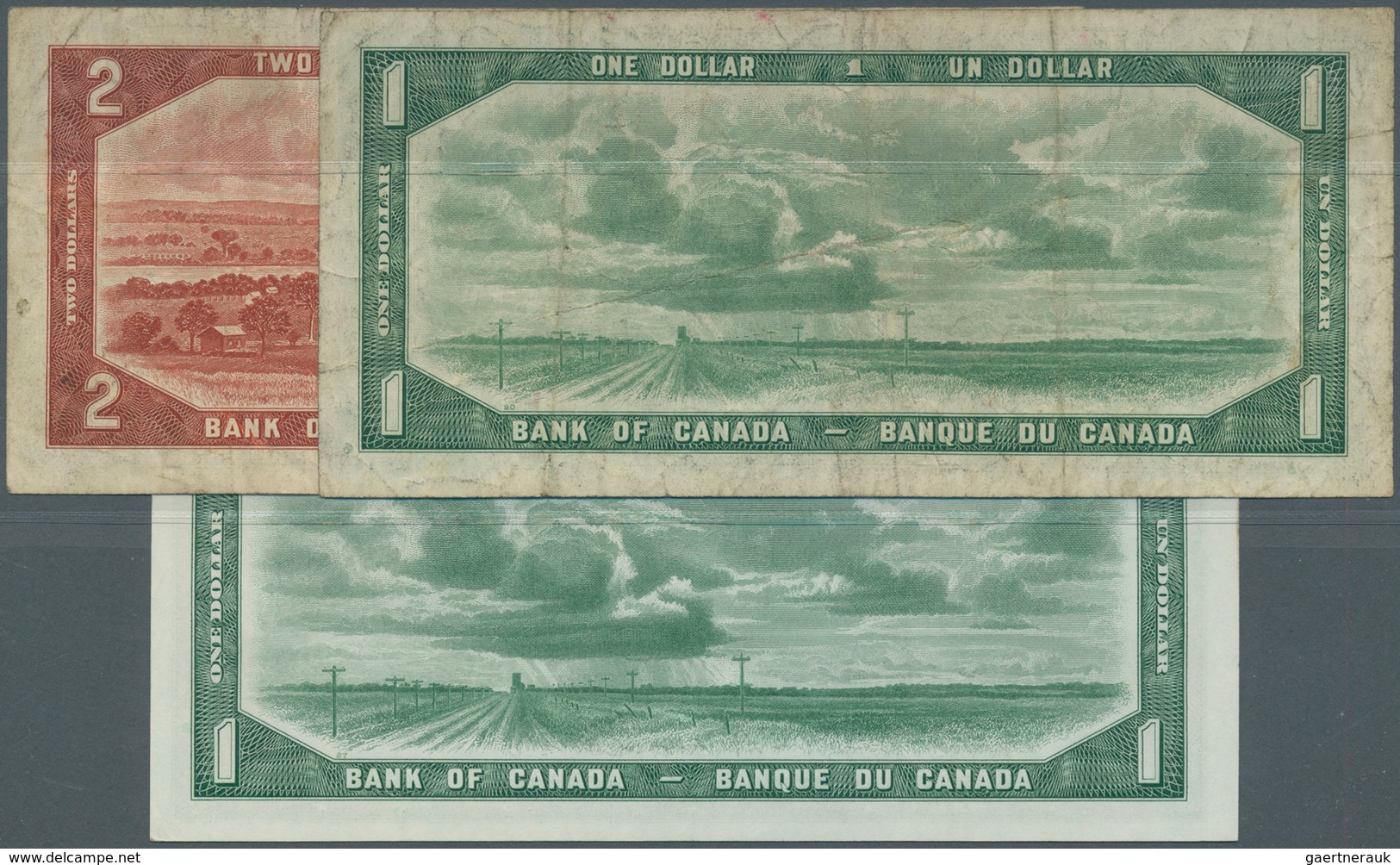 Canada: Set With 3 Banknotes Of The 1954 "Devil's Face Hair Style" Issue Comprising 1 Dollar With Si - Kanada