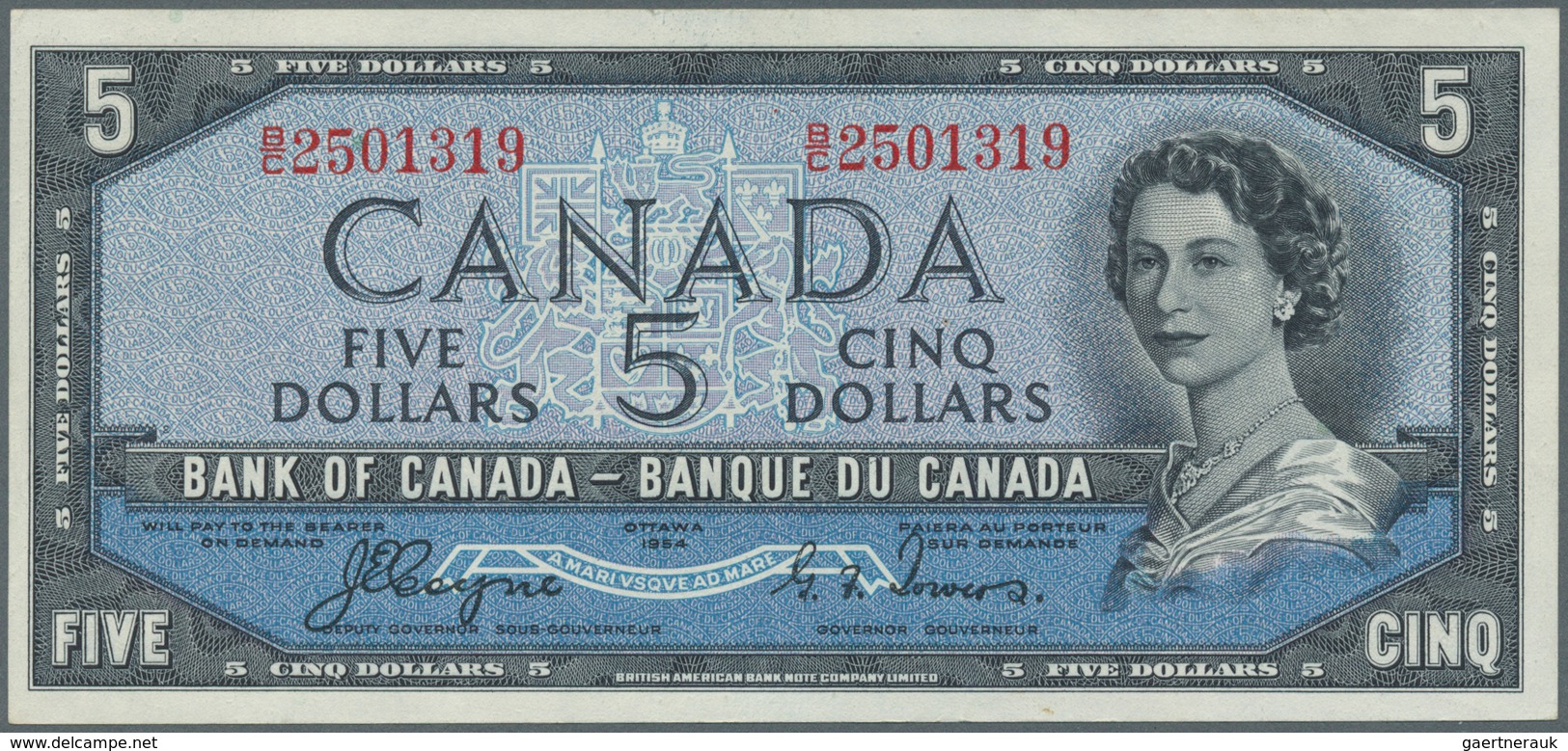 Canada: 5 Dollars 1954 "Devil's Face Hair Style" Issue With Signature Coyne & Towers, P.68a, Highly - Kanada