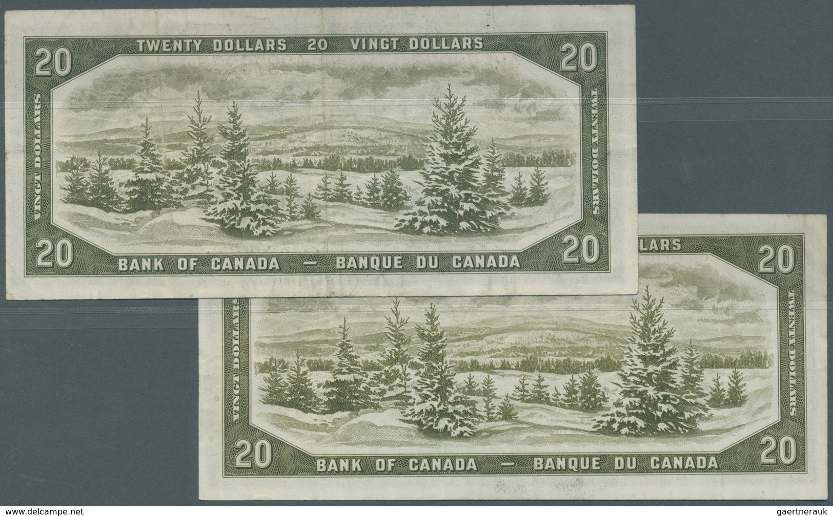 Canada: Pair Of 20 Dollars 1954 "Devil's Face Hair Style" Issue, One With Signature Coyne & Towers, - Canada