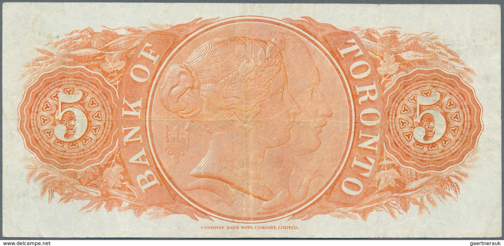 Canada: The Bank Of Toronto 5 Dollars 1935, P.S691a, Seldom Offered And Rare Banknote In Great Origi - Kanada