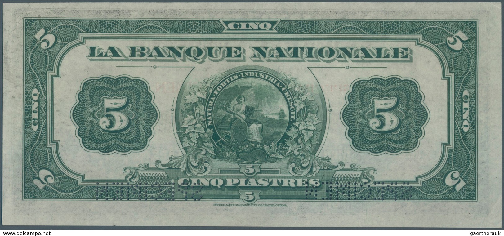 Canada: La Banque Nationale 5 Dollars 1922 SPECIMEN, P.S871s With Ovpt. And Perforation Specimen And - Canada