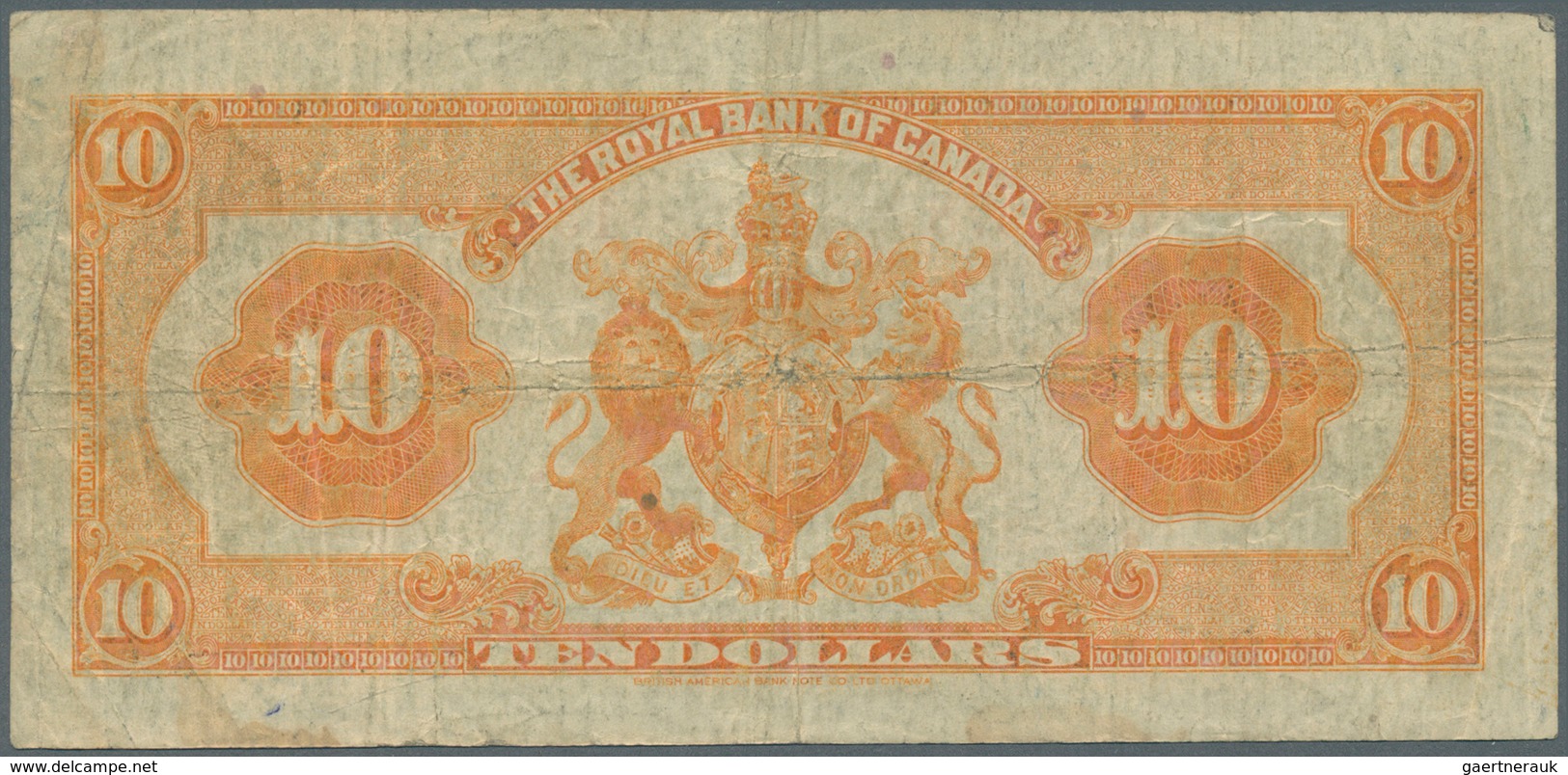 Canada: The Royal Bank Of Canada 10 Dollars 1935, P.S1392, Still Strong Paper With Several Folds And - Canada