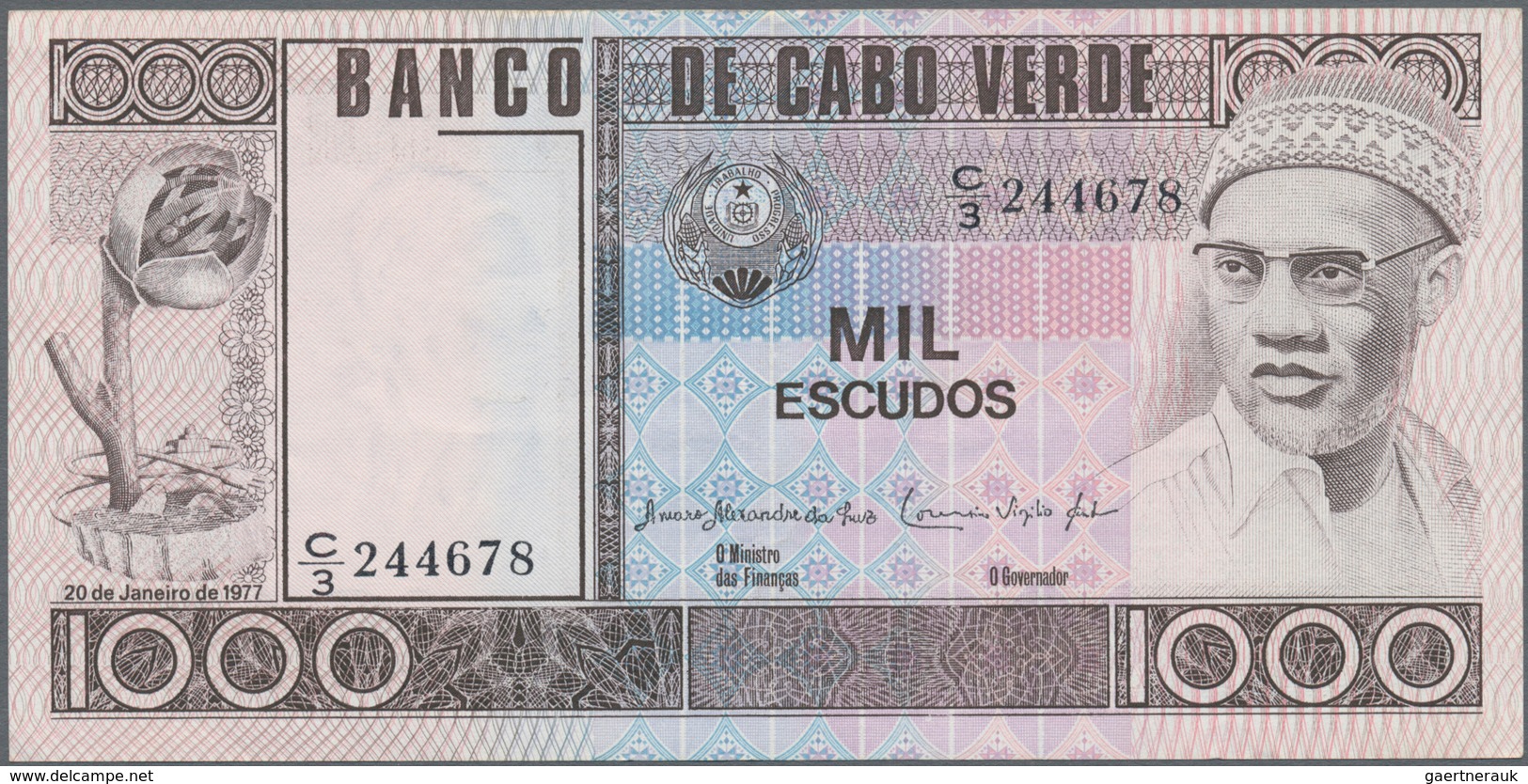 Cape Verde / Kap Verde: Set Of 3 Notes Containing 100, 500 & 1000 Escudos 1977 P. 54-56 In Condition - Kaapverdische Eilanden