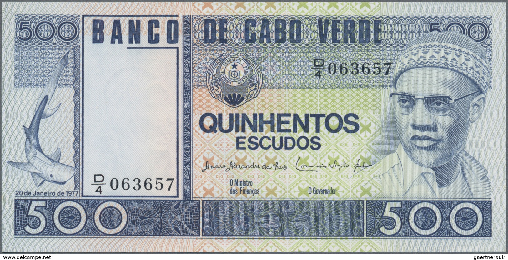 Cape Verde / Kap Verde: Set Of 3 Notes Containing 100, 500 & 1000 Escudos 1977 P. 54-56 In Condition - Cap Verde