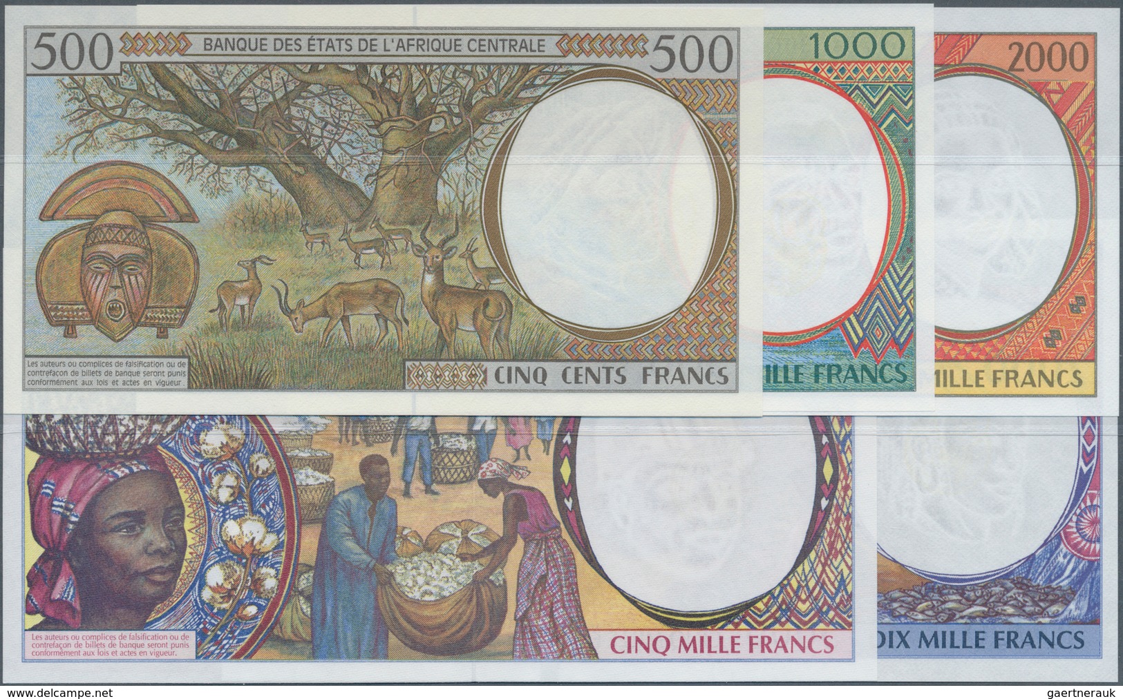 Central African Republic / Zentralafrikanische Republik: Set Of 5 Banknotes Central African States F - Zentralafrik. Rep.