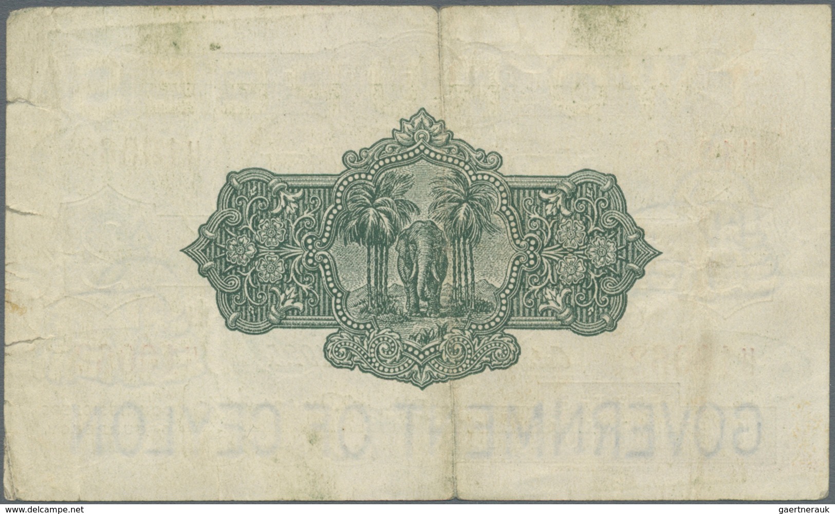 Ceylon: 2 Rupees 1925 P. 21a, Used With Several Folds And Creases, Several Border Tears But Still St - Sri Lanka