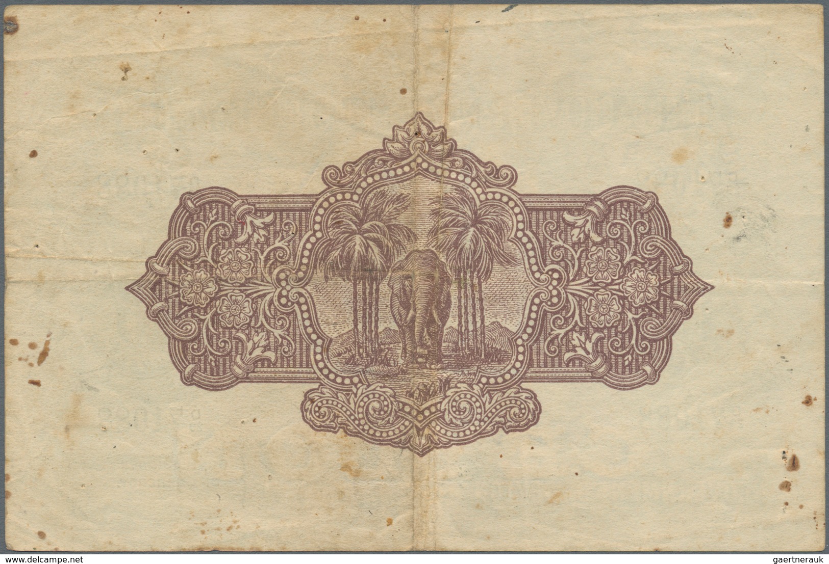 Ceylon: 10 Rupees 1936 P. 25, Used With Folds And Creases, Stain Dots In Paper, Several Pinholes, No - Sri Lanka