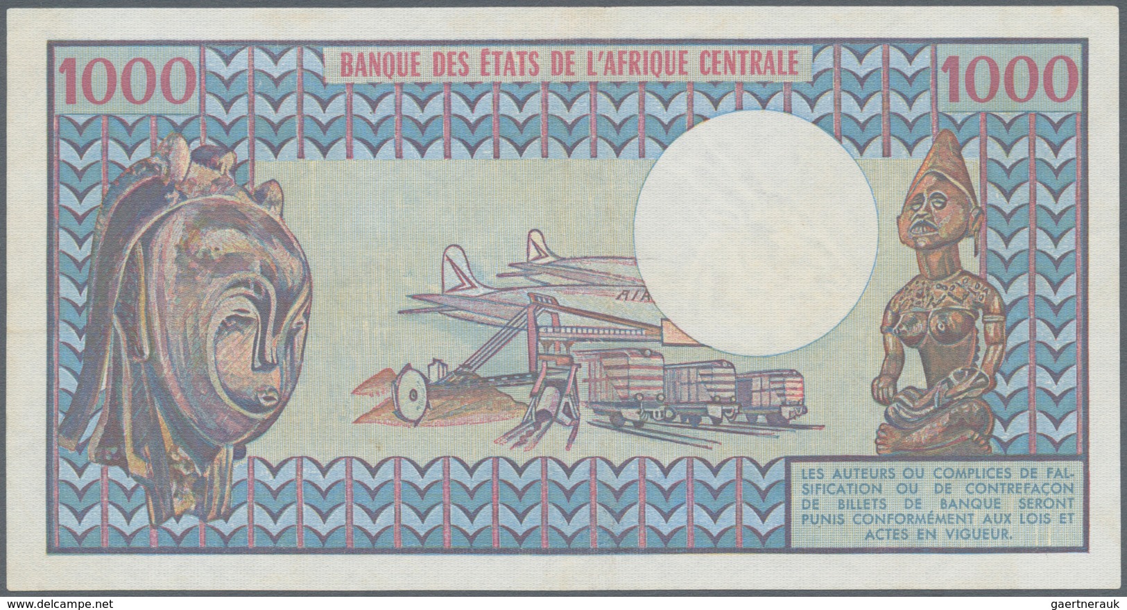 Chad / Tschad: 1000 Francs ND(1974) P. 3, Light Center Fold, Pressed, No Holes Or Tears, One Minor S - Chad