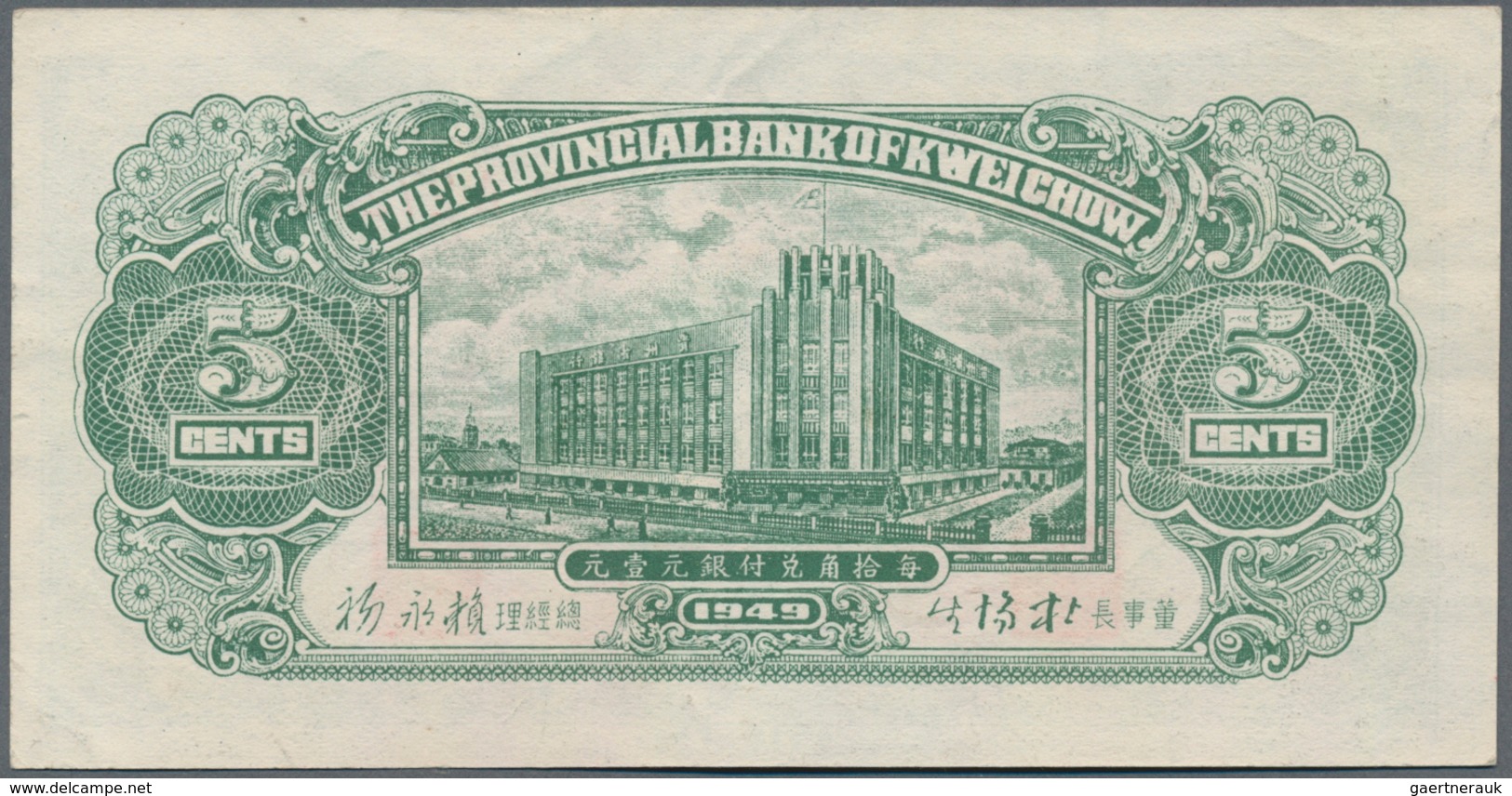 China: Set Of 3 Pcs The Provincial Bank Of Kweichow Containing 1, 5 & 10 Cents 1949 P. S2461-S2463 I - China