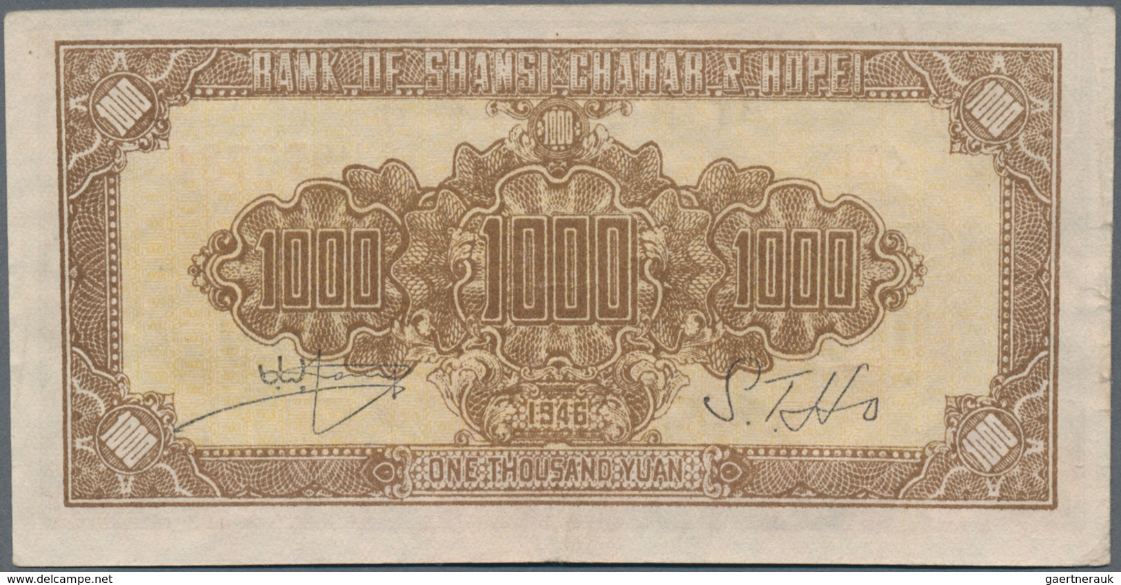 China: The Communist Bank Of Shansi & Hopei 1000 Yuan 1946 P. S3200 In Condition: VF+ To XF-. - China