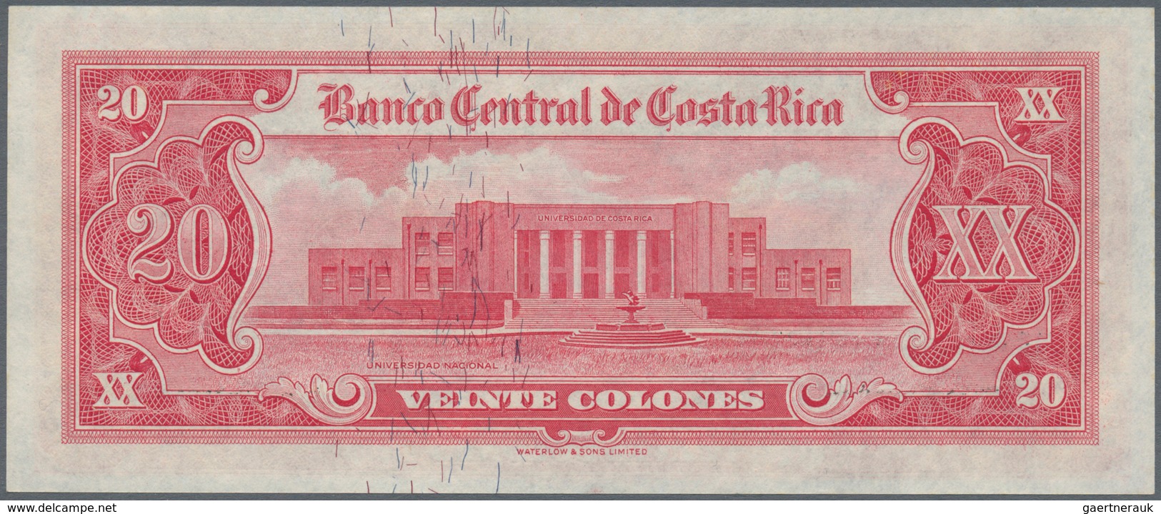 Costa Rica: 20 Colones 1961 P. 222c, Light Handling In Paper, No Strong Folds, No Holes Or Tears, Cr - Costa Rica