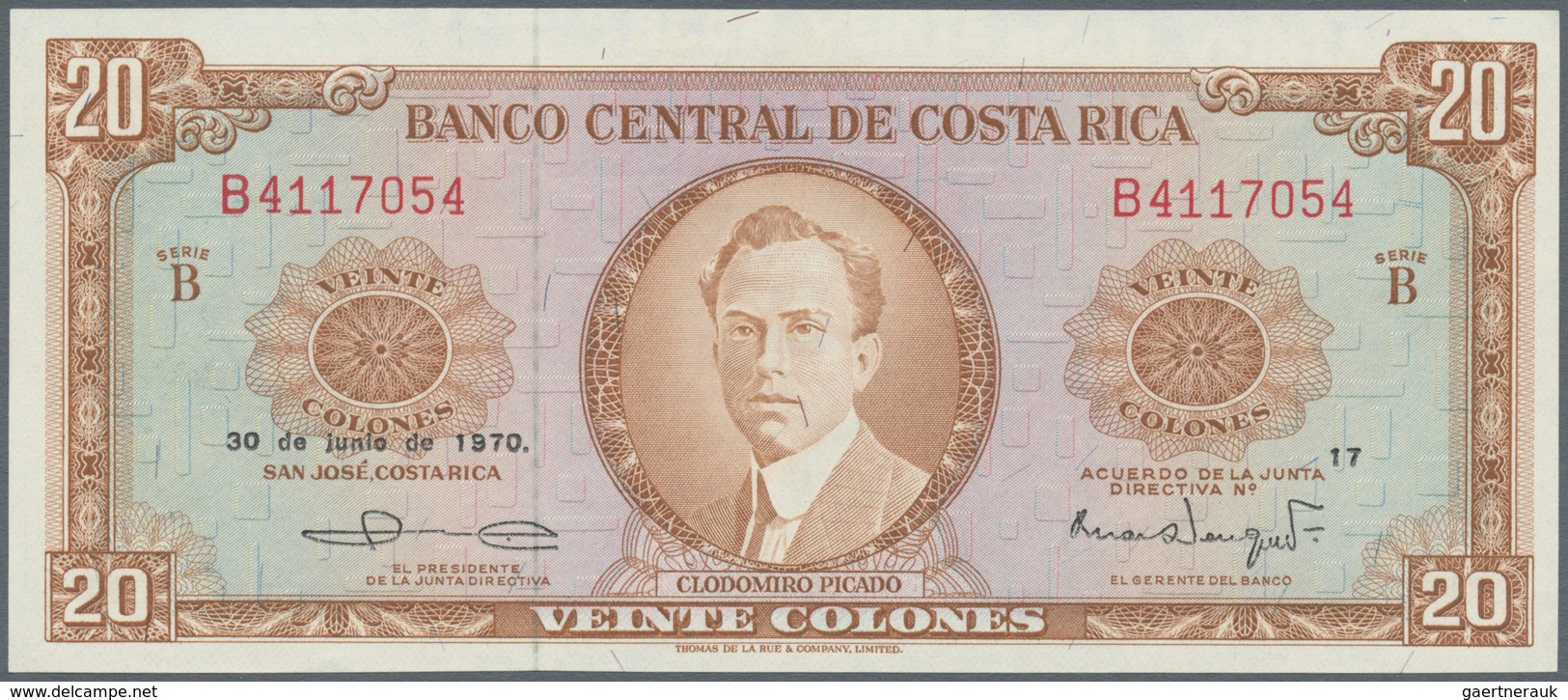 Costa Rica: Set Of 2 Banknotes Banco Central De Costa Rica Containing 20 Colones 1970 P. 231 (aUNC) - Costa Rica