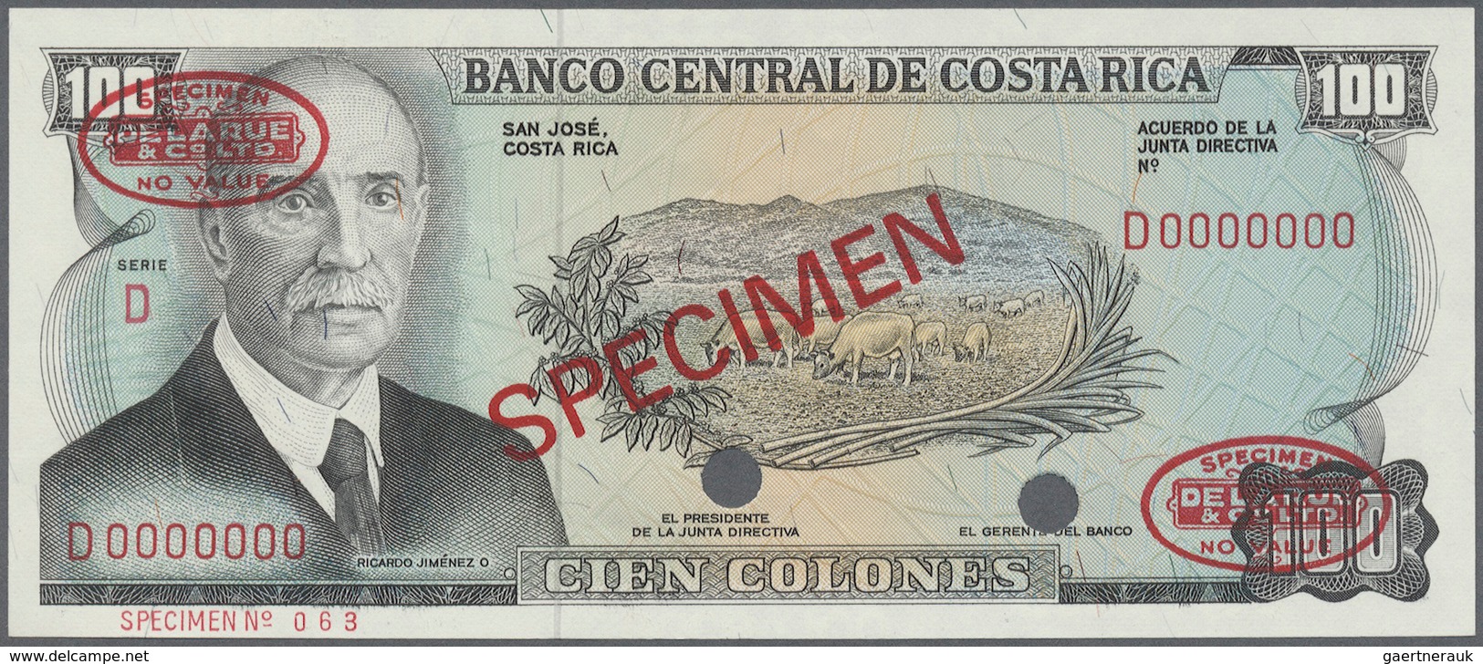 Costa Rica: 100 Colones ND Specimen P. 240s With Red "Specimen" Overprint At Center, Zero Serial Num - Costa Rica