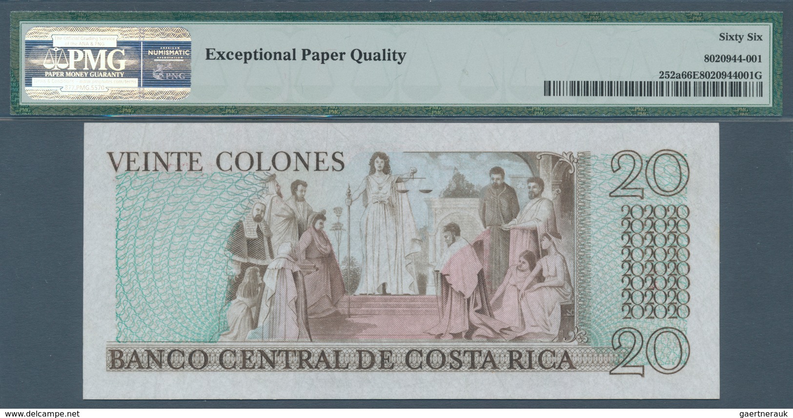 Costa Rica: 20 Colones 1983 TYVEK Note P. 252a With Low Serial Number #Z0000311, In Condition: PMG G - Costa Rica
