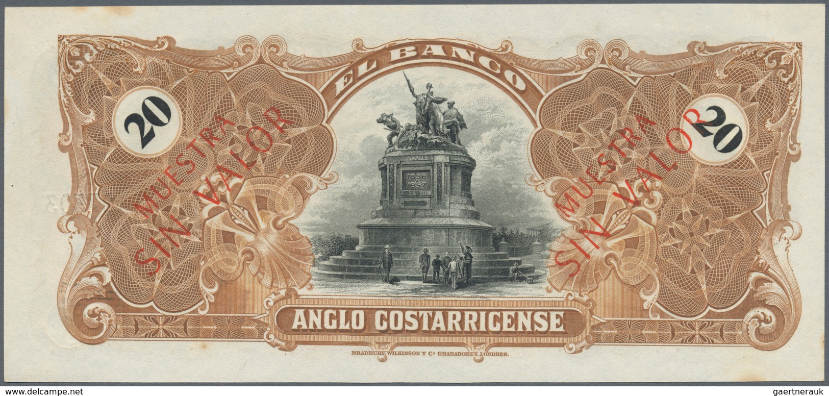 Costa Rica: 20 Colones 19xx P. S124, Unsigned Remainder, Printed "Mustra Sin Valor" On Back, Regular - Costa Rica