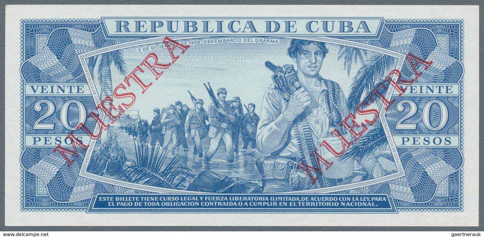 Cuba: Banco Nacional De Cuba 20 Pesos 1987 SPECIMEN P.105ds In Perfect UNC Condition - Kuba