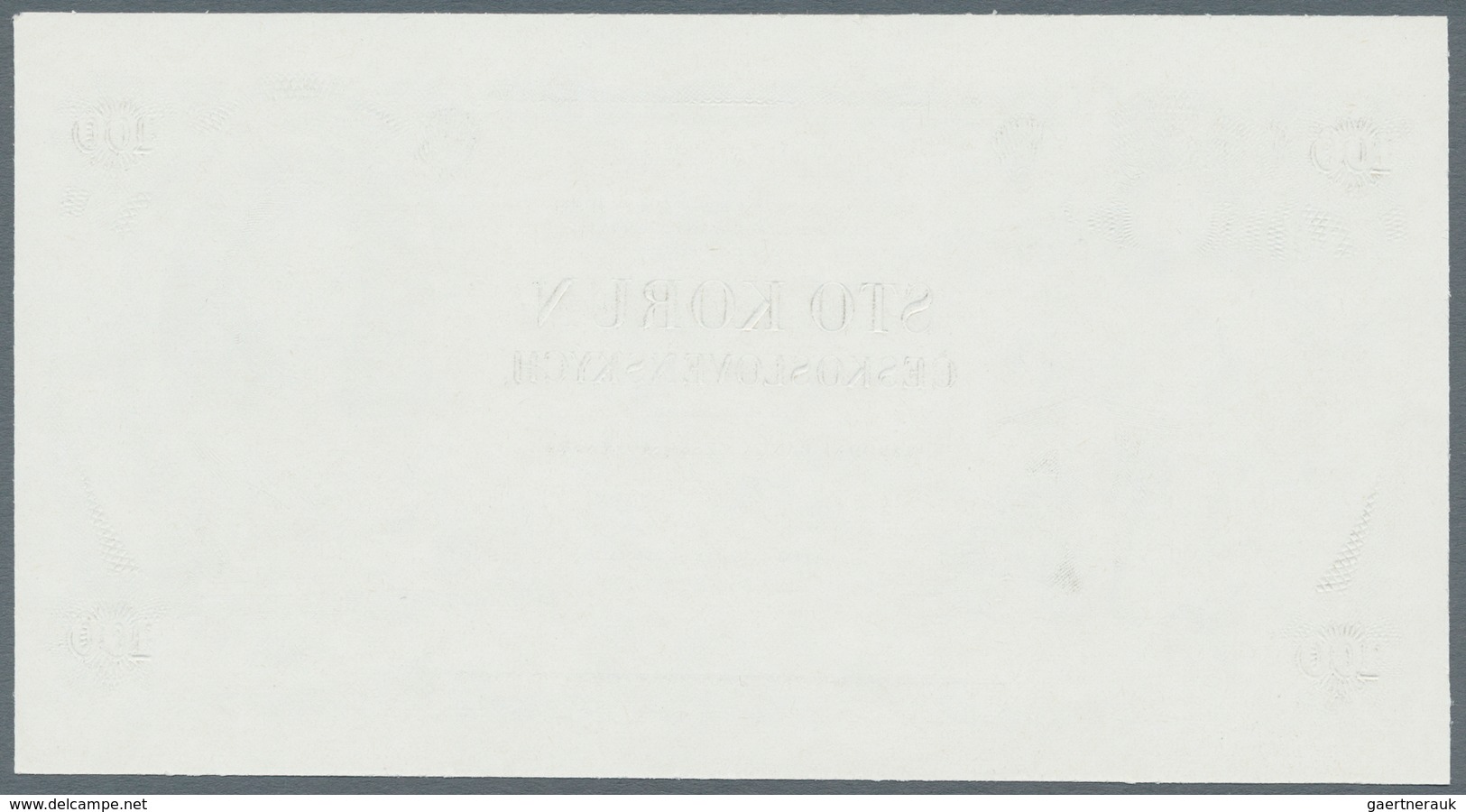 Czechoslovakia / Tschechoslowakei: Uniface Intaglio Printed Front Proof For The 100 Korun 1931in Bla - Checoslovaquia