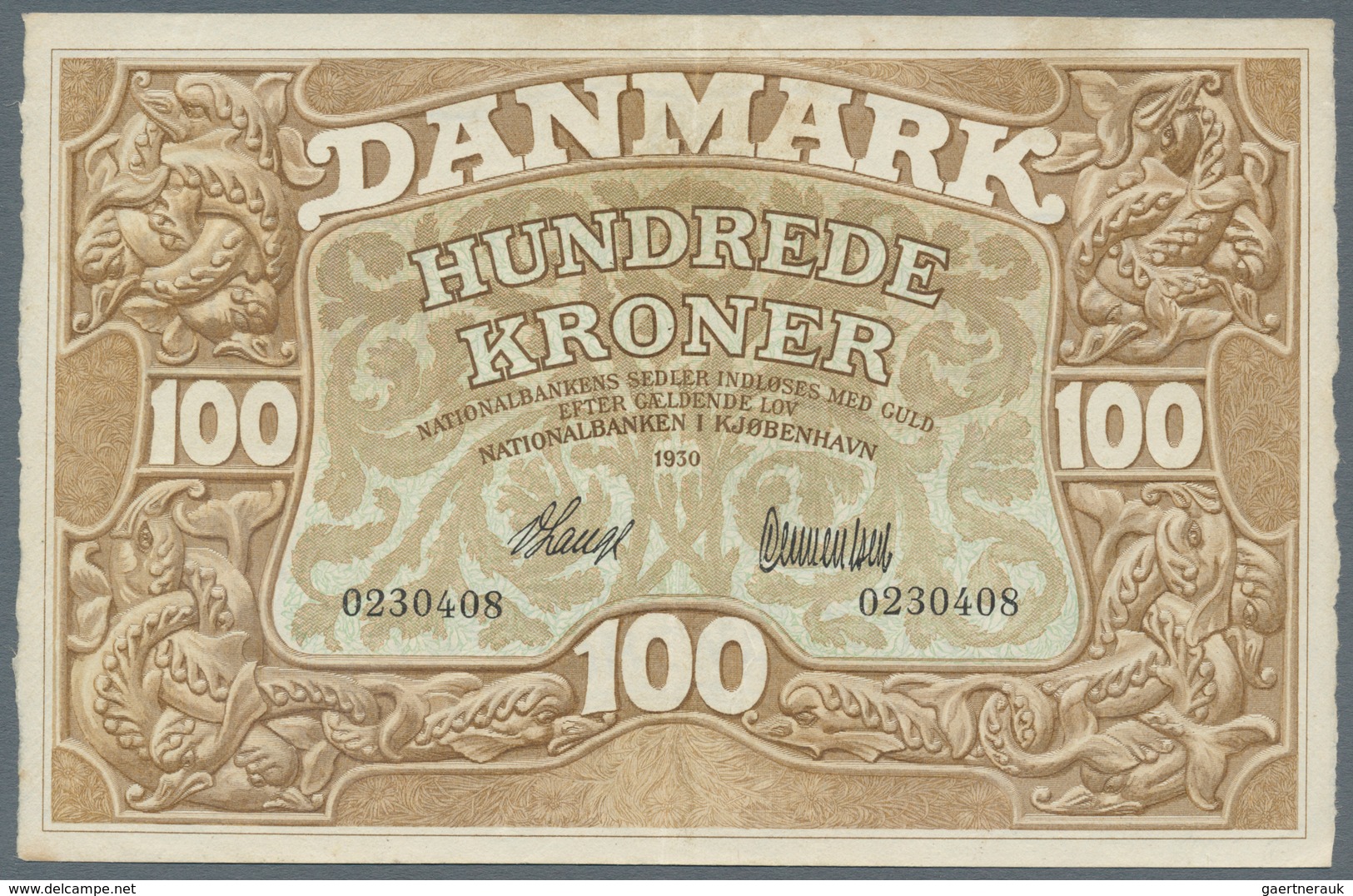 Denmark  / Dänemark: 100 Kroner 1930, P.28a, Rare Early Date In Great Condition With One Vertical Fo - Denemarken