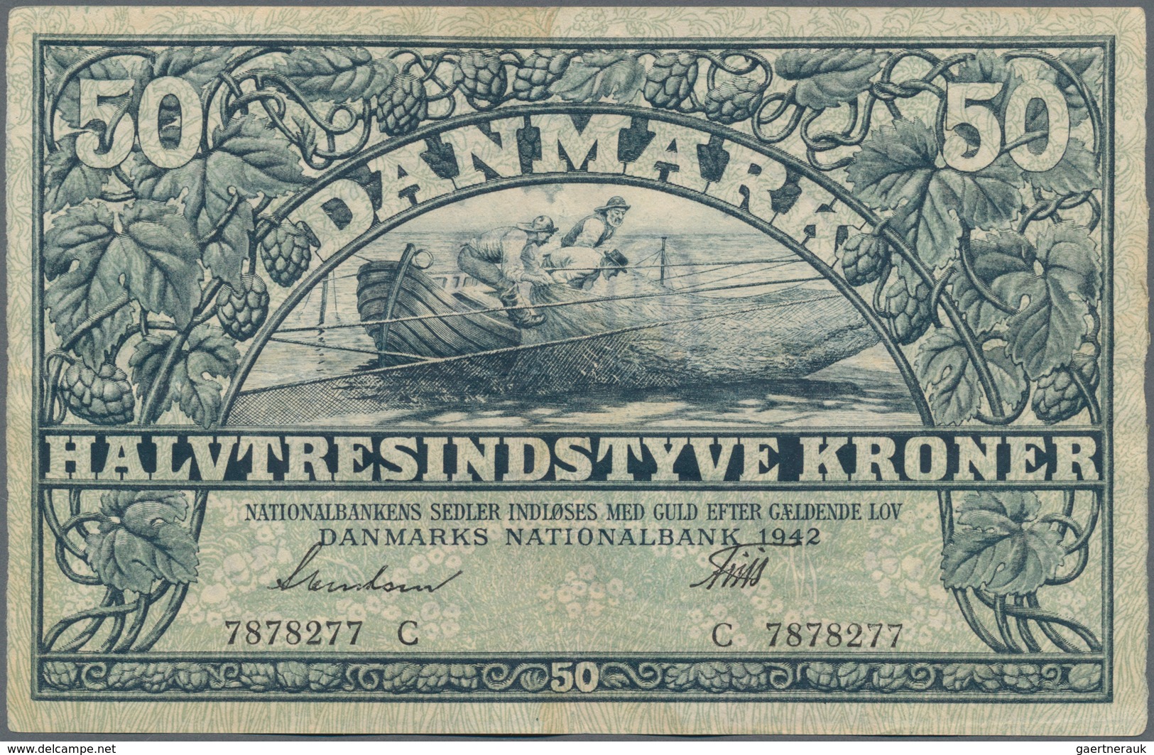 Denmark  / Dänemark: 50 Kroner 1942 P. 32d In Condition: VF. - Dinamarca