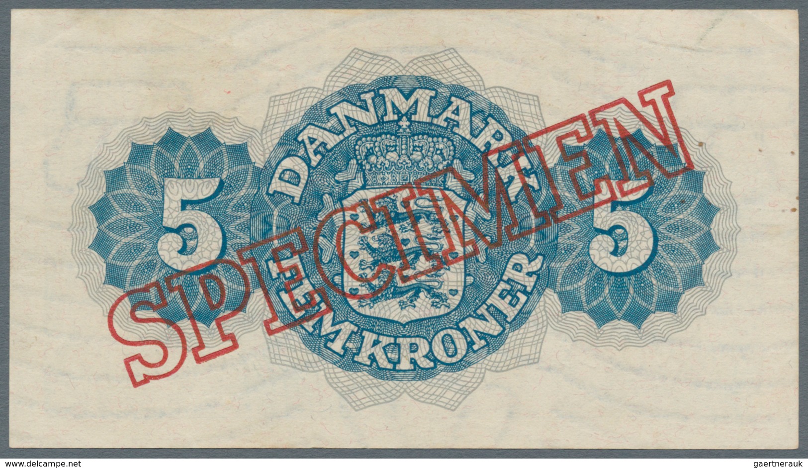 Denmark  / Dänemark: 5 Kroner 1949 Specimen P. 35s, In Condition: XF+. - Dinamarca