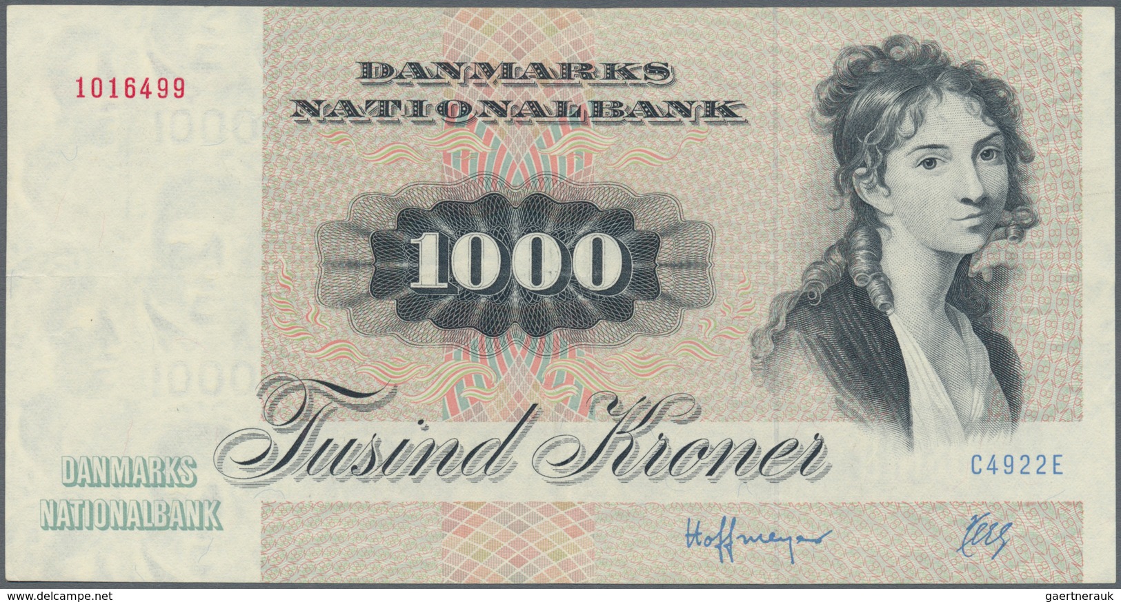 Denmark  / Dänemark: 1000 Kroner 1992 P. 53, Used With Center Fold, Pressed But Strong Paper And Ori - Dinamarca