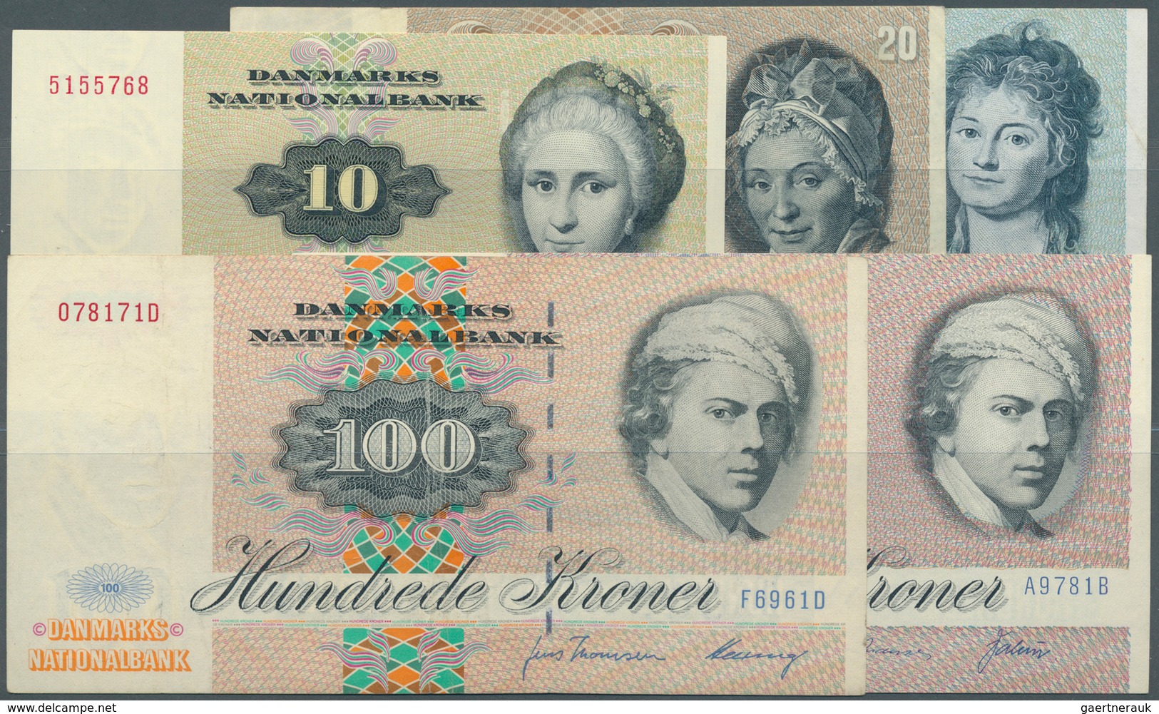 Denmark  / Dänemark: Set Of 10 Notes Containing 10 Kroner 1976 & 1977 P. 48 (XF & UNC), 2x 20 Kroner - Denemarken