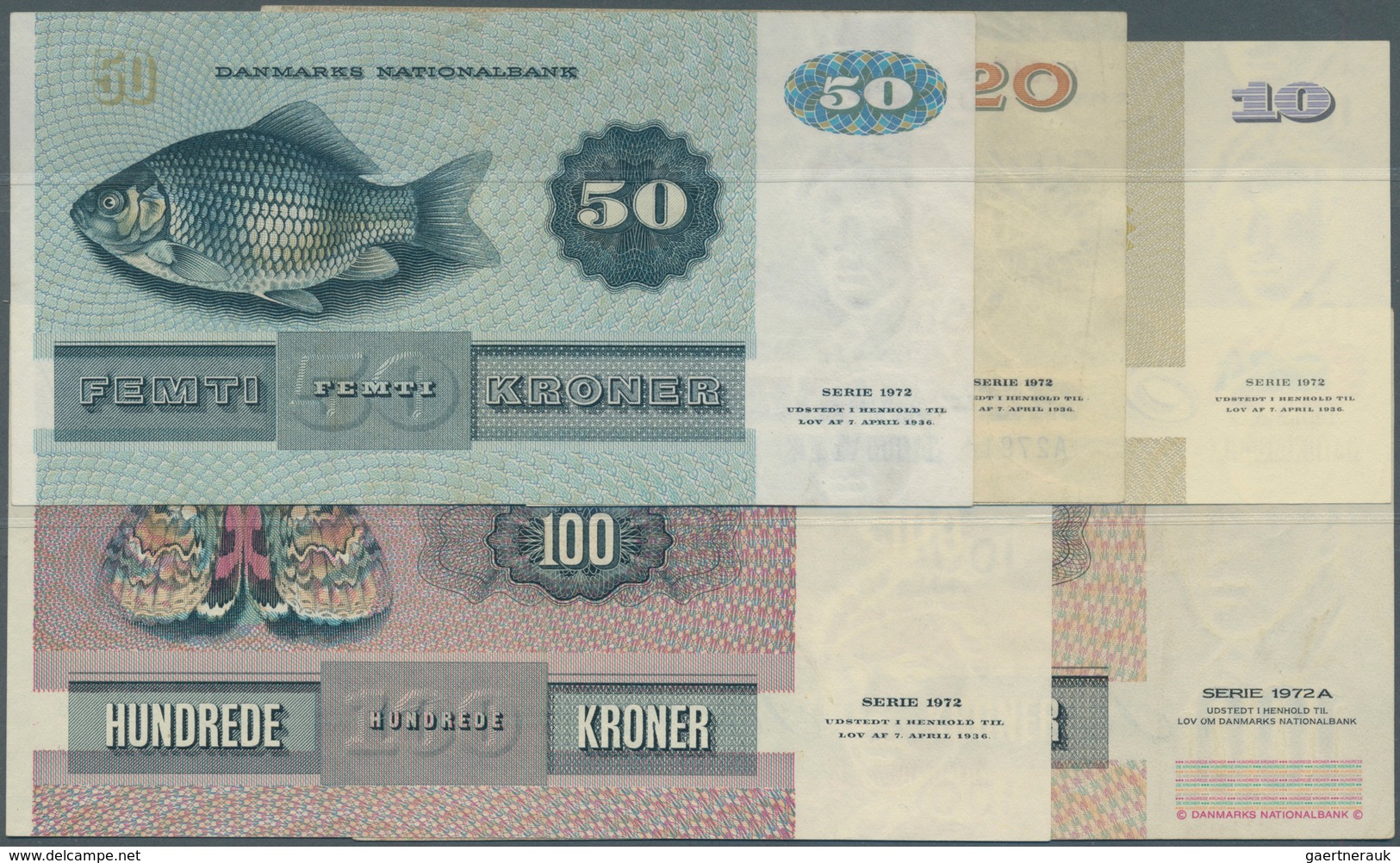 Denmark  / Dänemark: Set Of 10 Notes Containing 10 Kroner 1976 & 1977 P. 48 (XF & UNC), 2x 20 Kroner - Dänemark