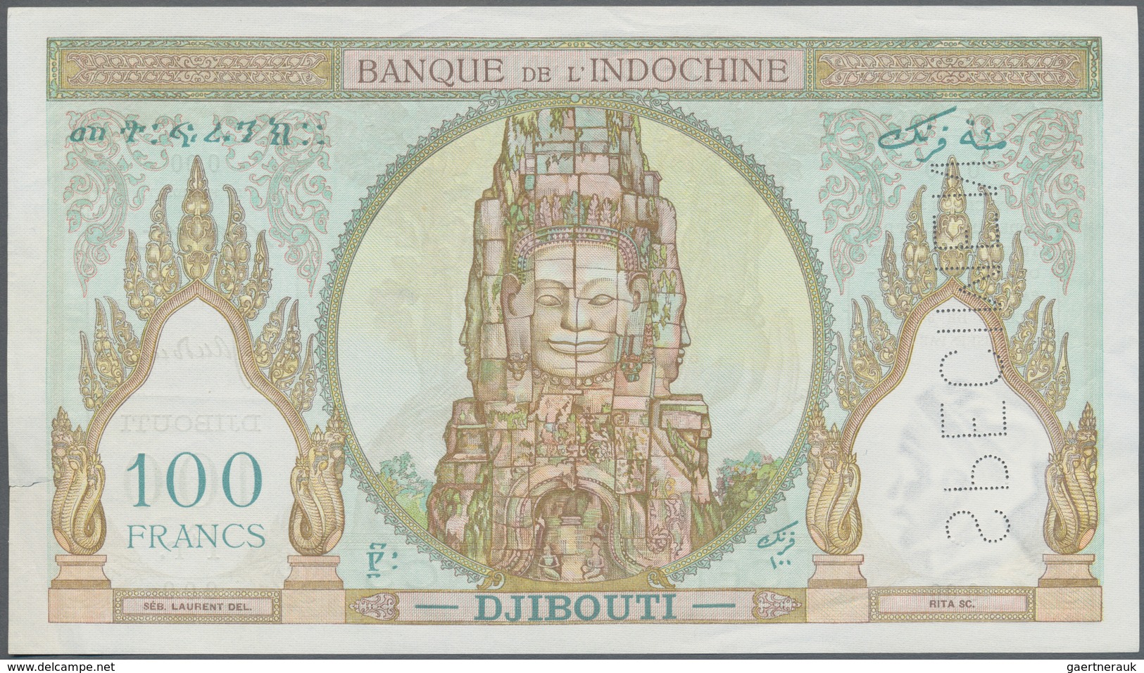 Djibouti / Dschibuti: 100 Francs ND Specimen P. 8s, With Specimen Perforation And Zero Serial Number - Djibouti