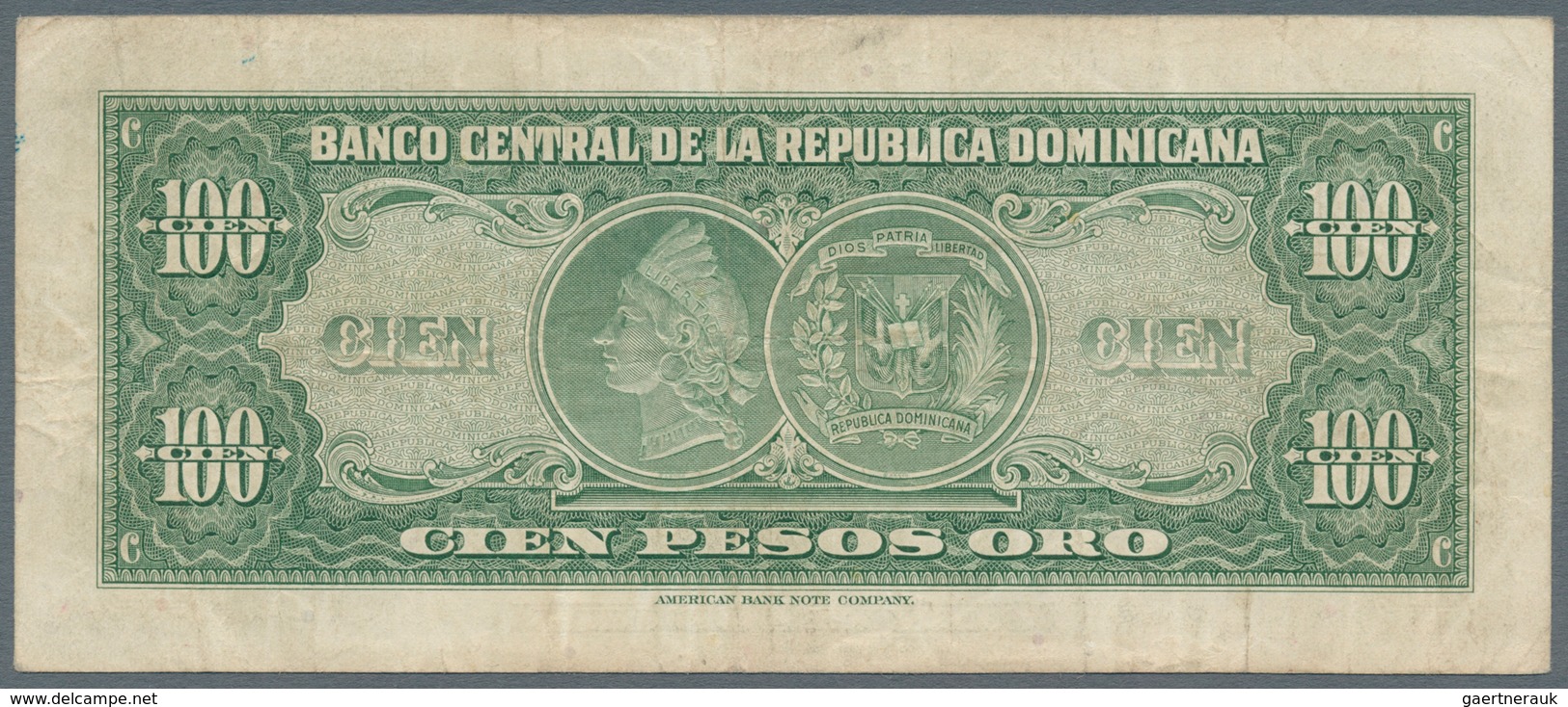Dominican Republic / Dominikanische Republik: 100 Pesos ND(1947-50), P.65b, Very Nice And Rare Note - República Dominicana