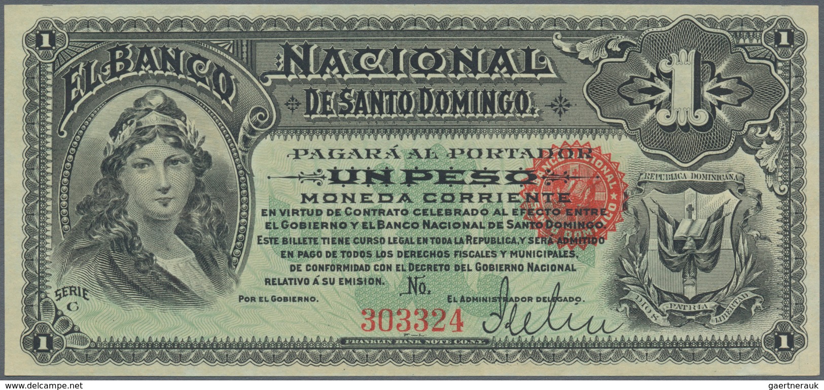 Dominican Republic / Dominikanische Republik: 1 Peso ND El Banco Nacional De Santo Domingo P. S131a, - Dominicaanse Republiek