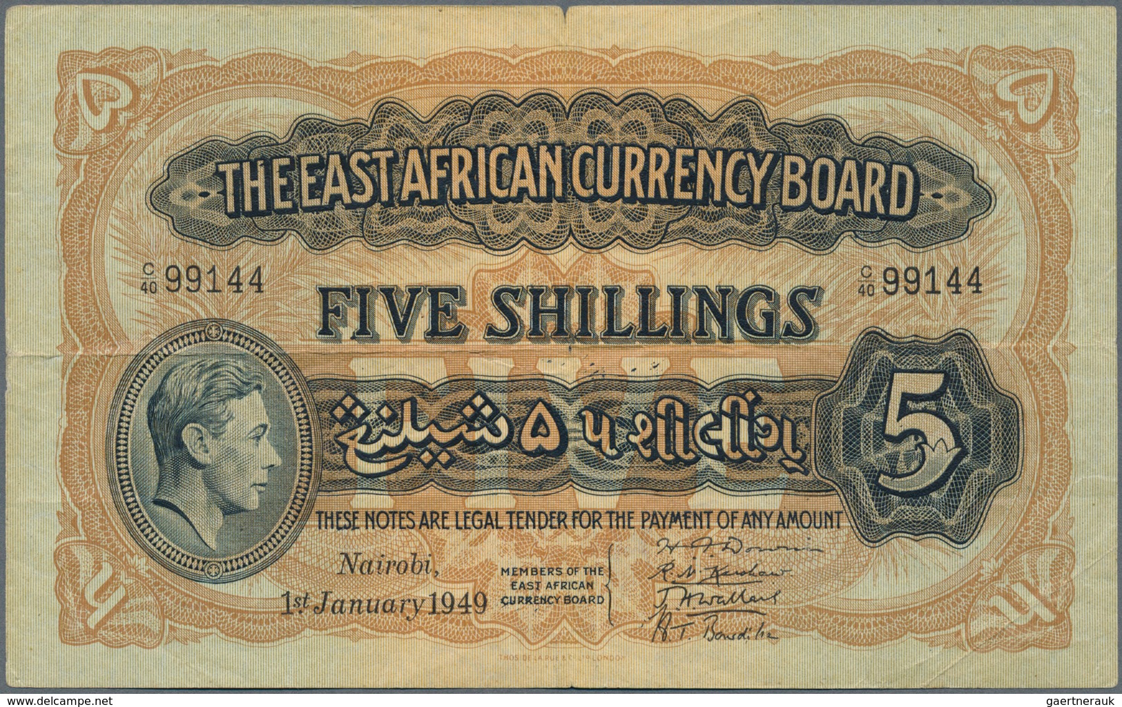 East Africa / Ost-Afrika: Set 2 Pcs Of The East African Currency Board Containing 5 Shillings 1949 P - Sonstige – Afrika