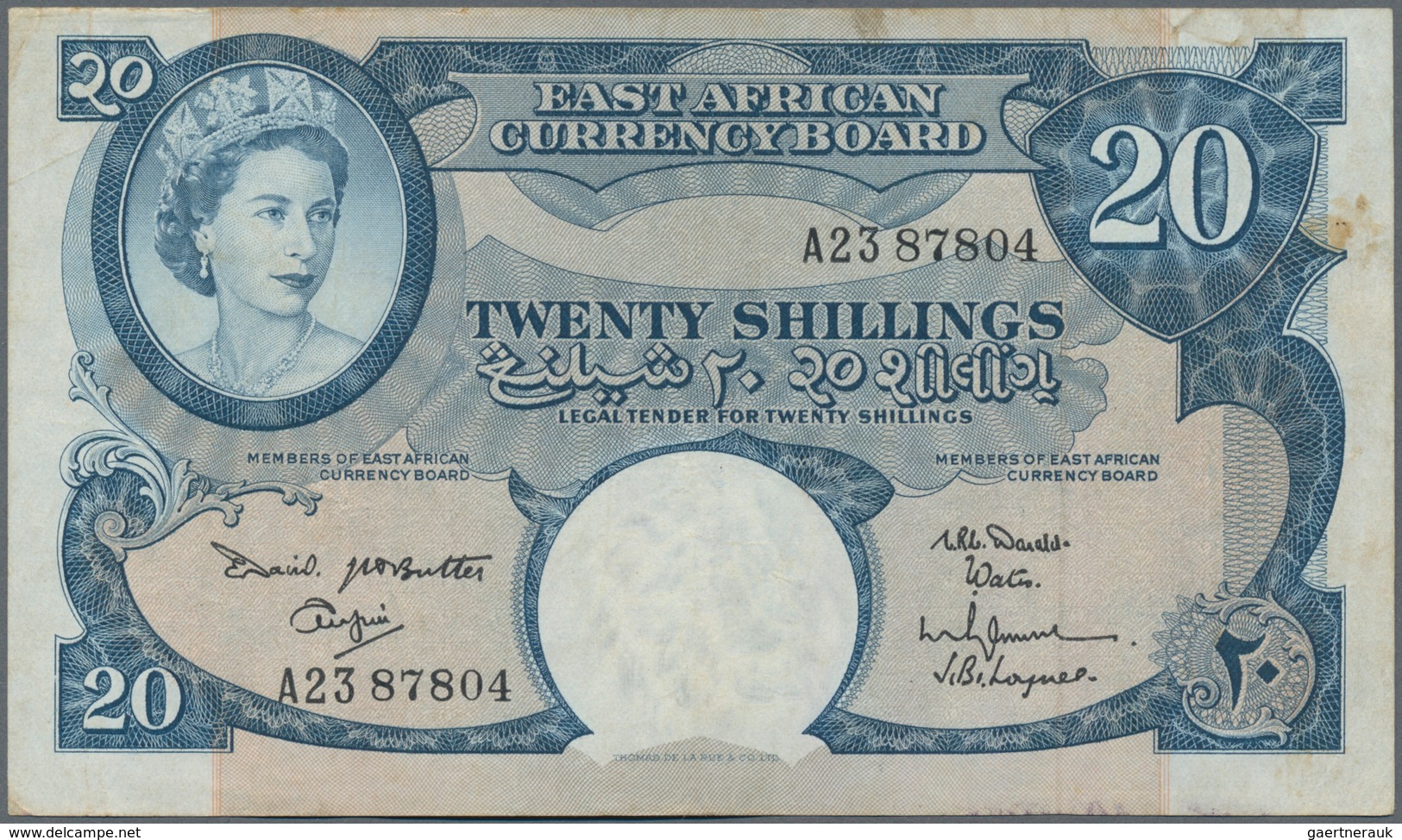 East Africa / Ost-Afrika: 20 Shillings 1961 P. 43a, Used With Folds And Stain In Paper, Still Strong - Andere - Afrika