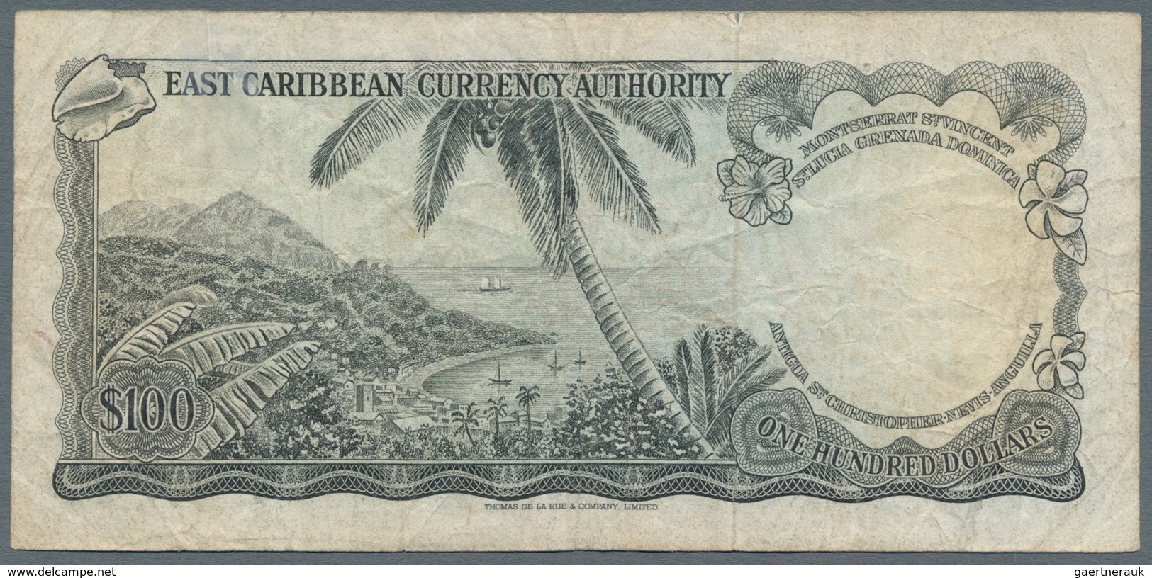 East Caribbean States / Ostkaribische Staaten: 100 Dollars ND(1965) With Overprint Letter "A" In Cir - Oostelijke Caraïben