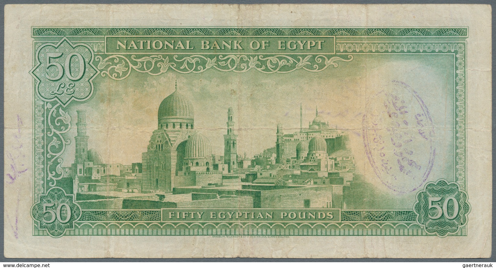 Egypt / Ägypten: 50 Pounds 1951 P. 26b, Used With Folds And Creases, A Few Pinholes And Minor Border - Egypte