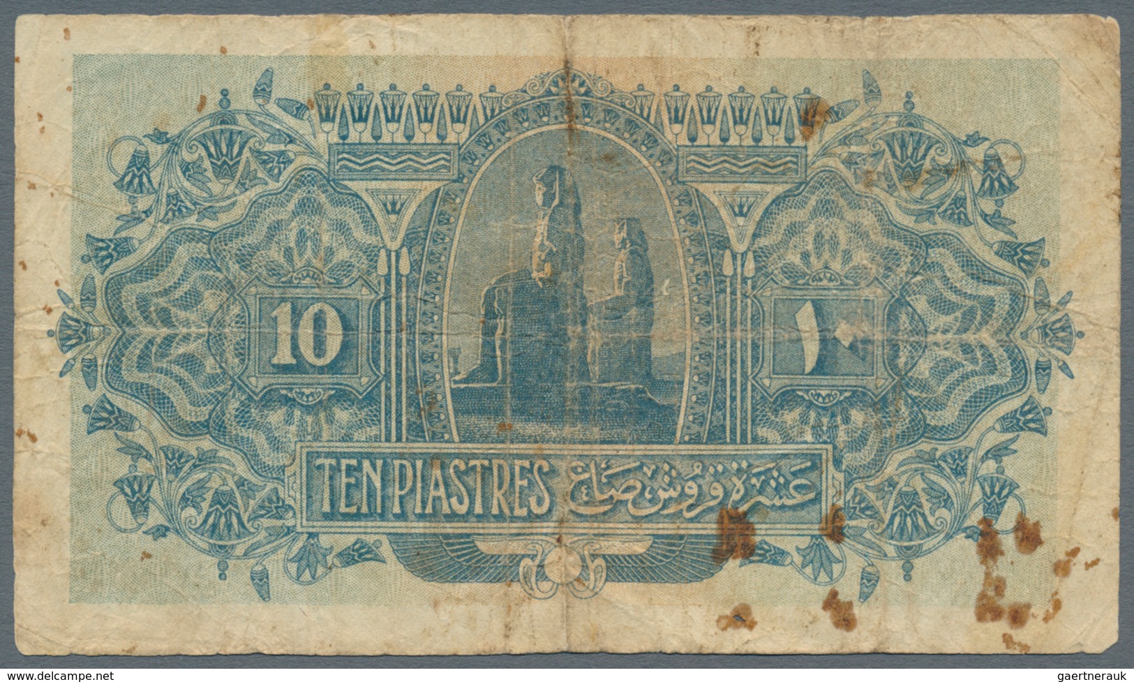 Egypt / Ägypten: 10 Piastres May 27th 1917, P.160b, Lightly Yellowed Paper With Some Rusty Pinholes - Aegypten