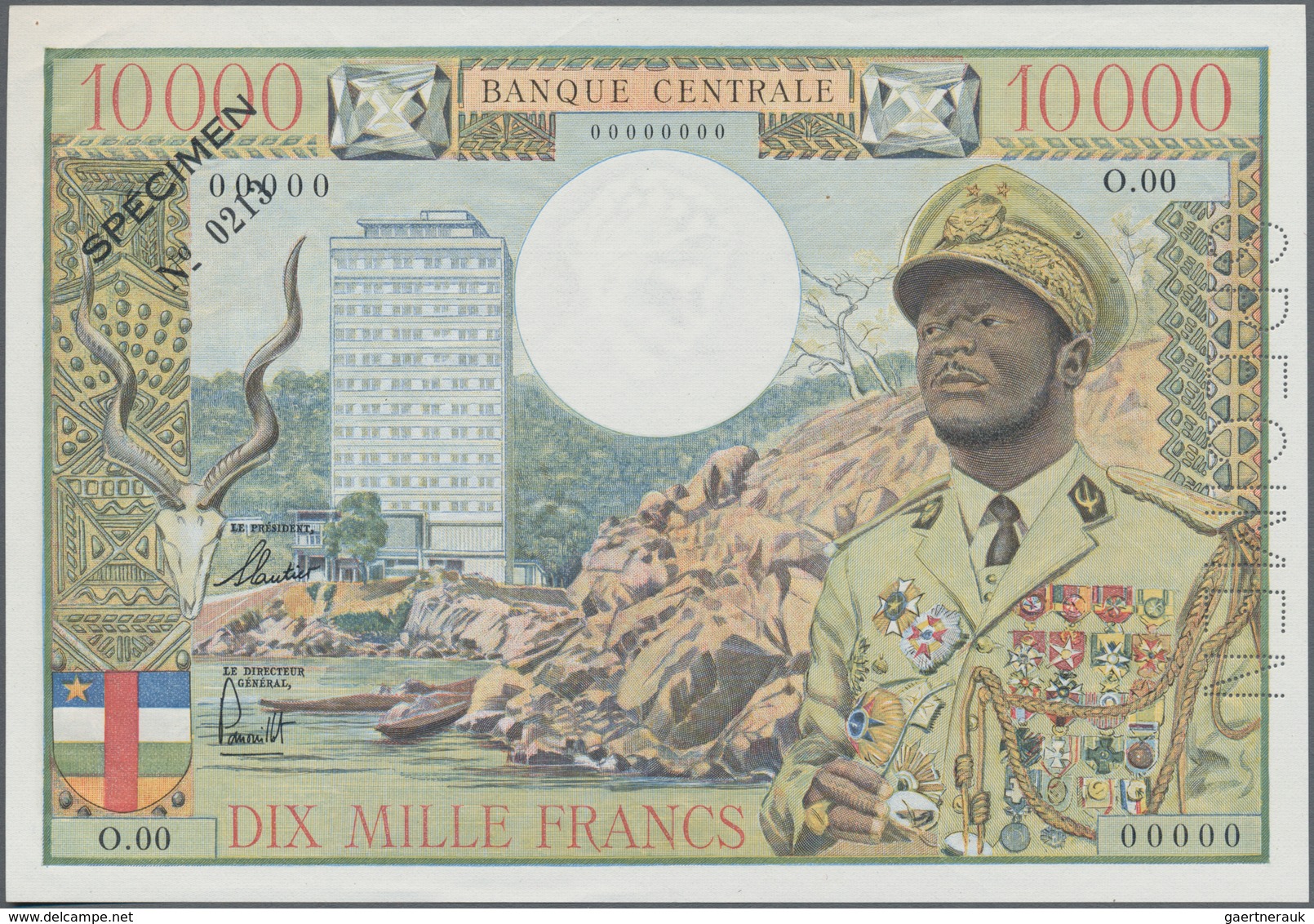 Equatorial African States: Rare Banknote 10.000 Francs ND(1968) Specimen P. 7s With Portrait Bokassa - Otros – Africa