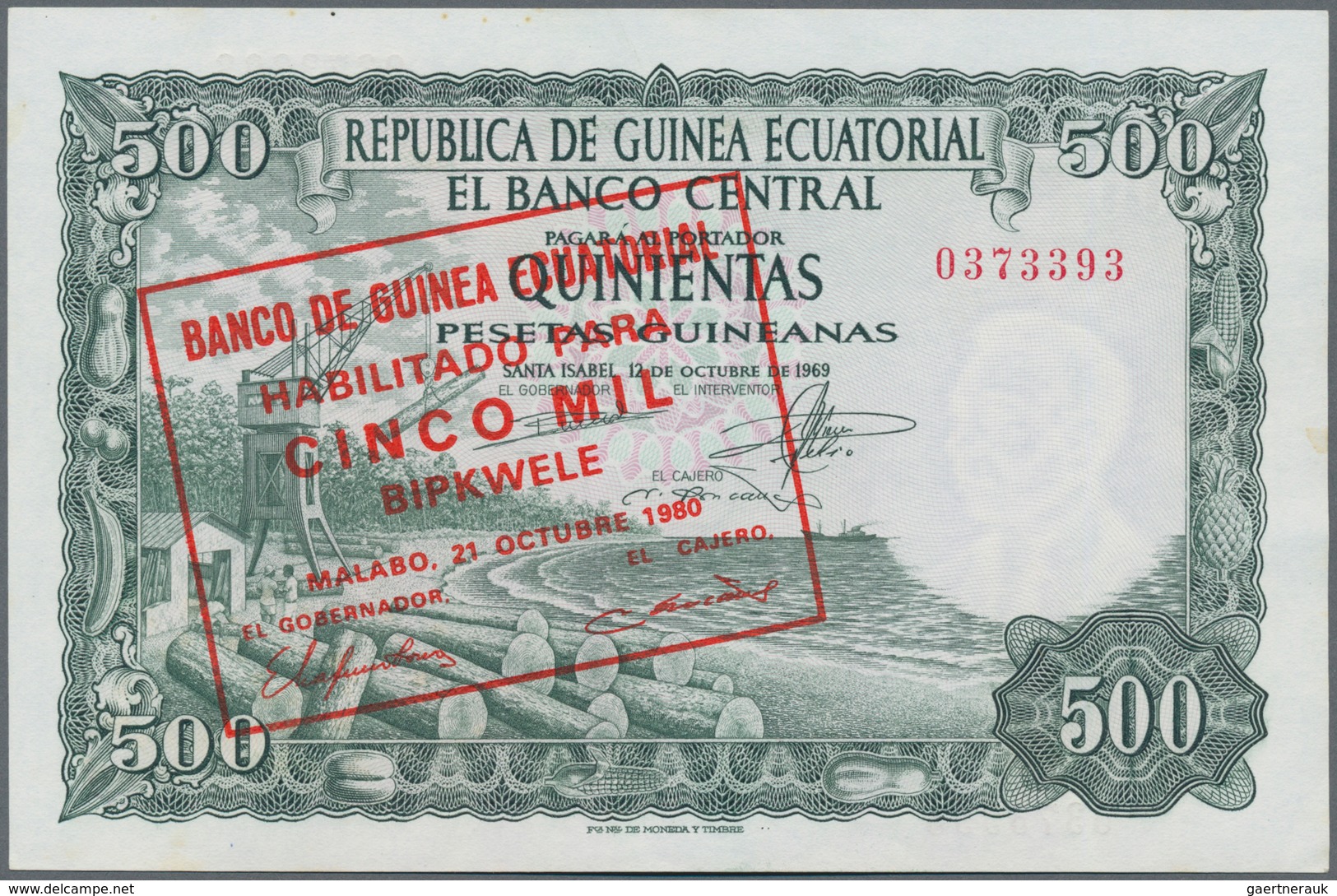 Equatorial Guinea / Äquatorialguinea: Set Of 2 Notes Containing 1000 & 5000 Bipkewle 1980 P. 18,19, - Guinea Ecuatorial