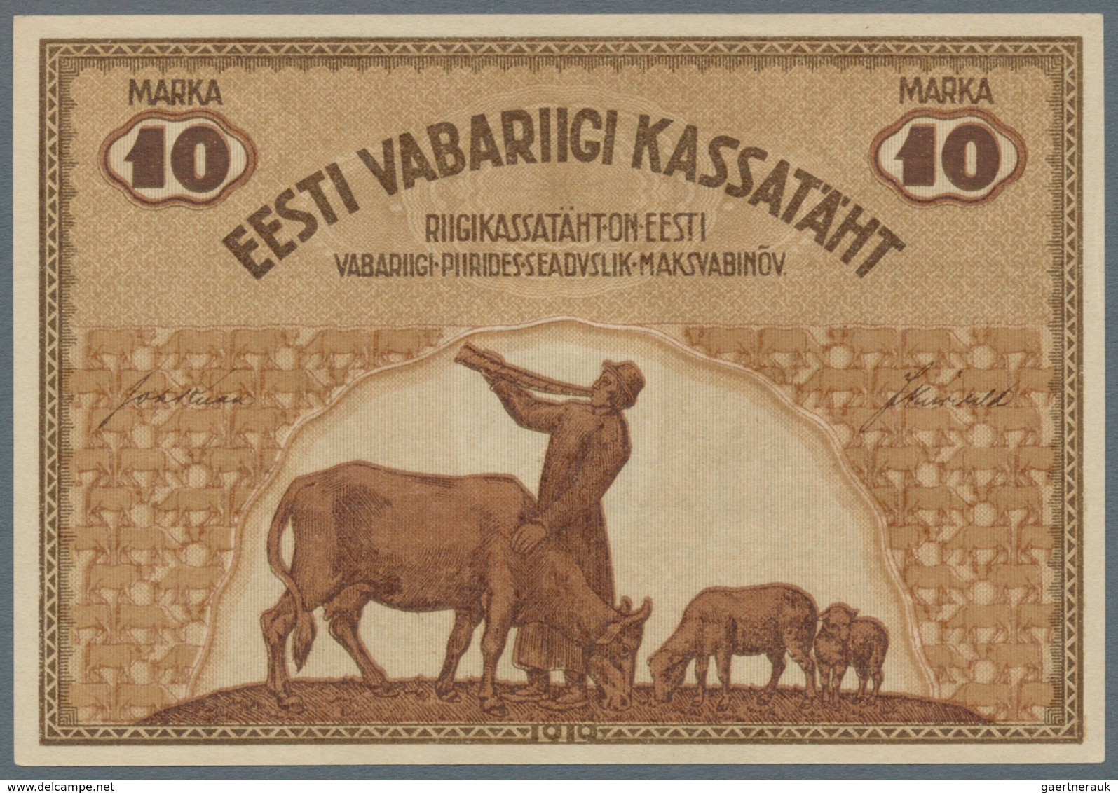Estonia / Estland: Pair With 10 Marka 1919 P.46b In XF And 500 Marka 1923 P.52 In F-/F With Tiny Hol - Estland