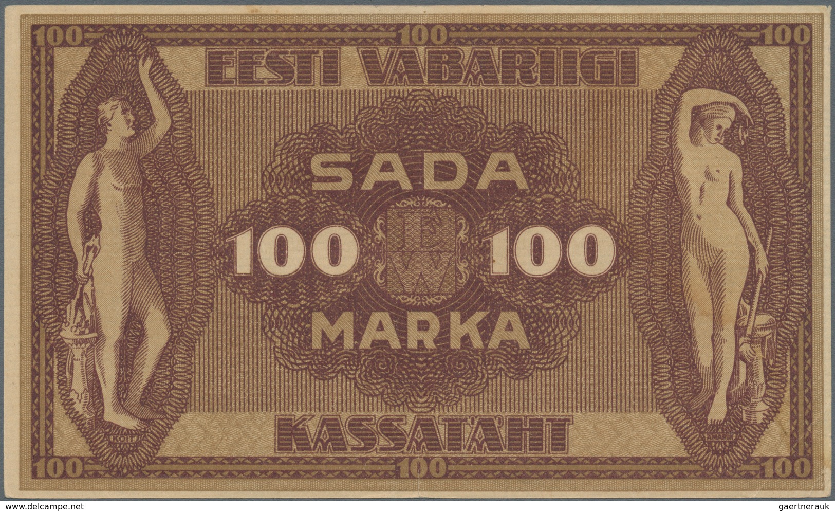 Estonia / Estland: Highly Rare Pair Of The 100 Marka 1919, One Without "Seeria" And Watermark: Horiz - Estland