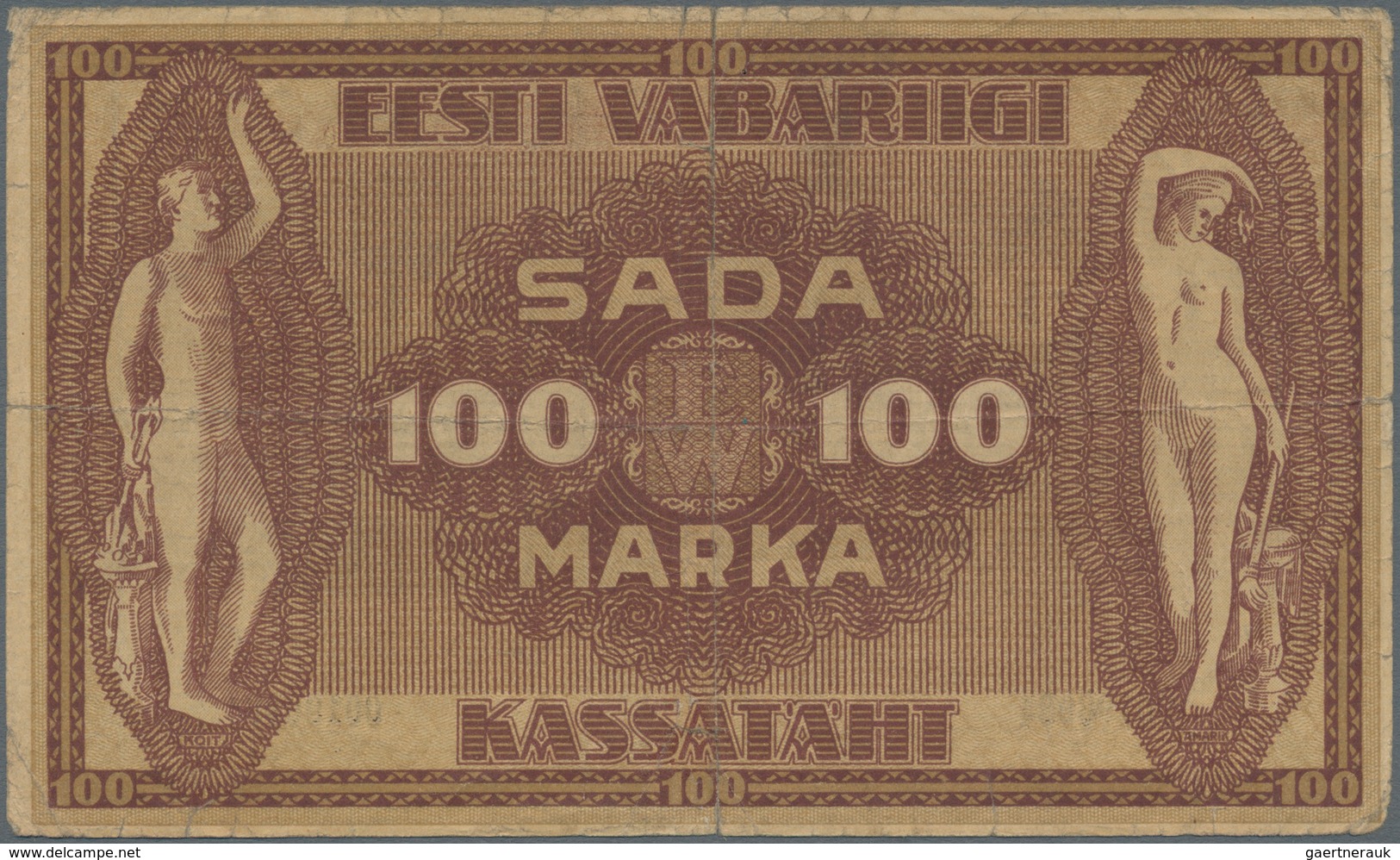 Estonia / Estland: Highly Rare Pair Of The 100 Marka 1919, One Without "Seeria" And Watermark: Horiz - Estland