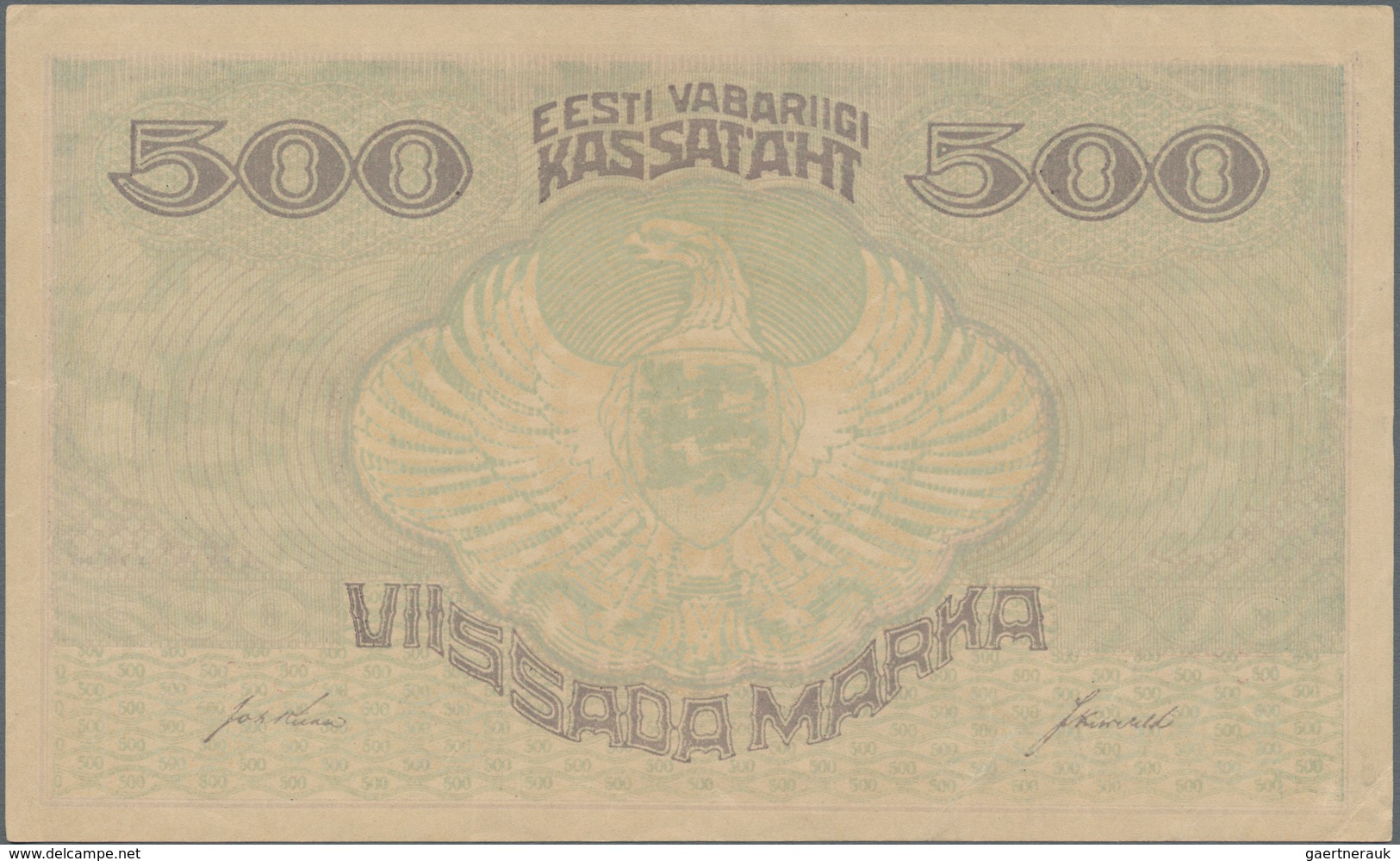 Estonia / Estland: 500 Marka ND(1920-21), Without "Seeria", P.49a, Highly Rare Banknote In Excellent - Estland