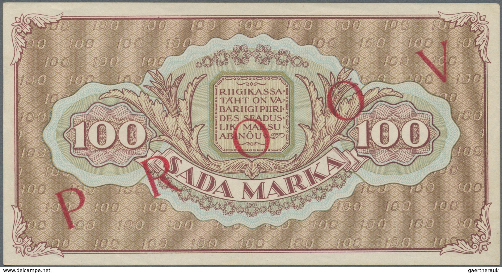 Estonia / Estland: Front And Reverse Specimen Proof For The 100 Marka 1923, P.51s, Both In Exellent - Estonia