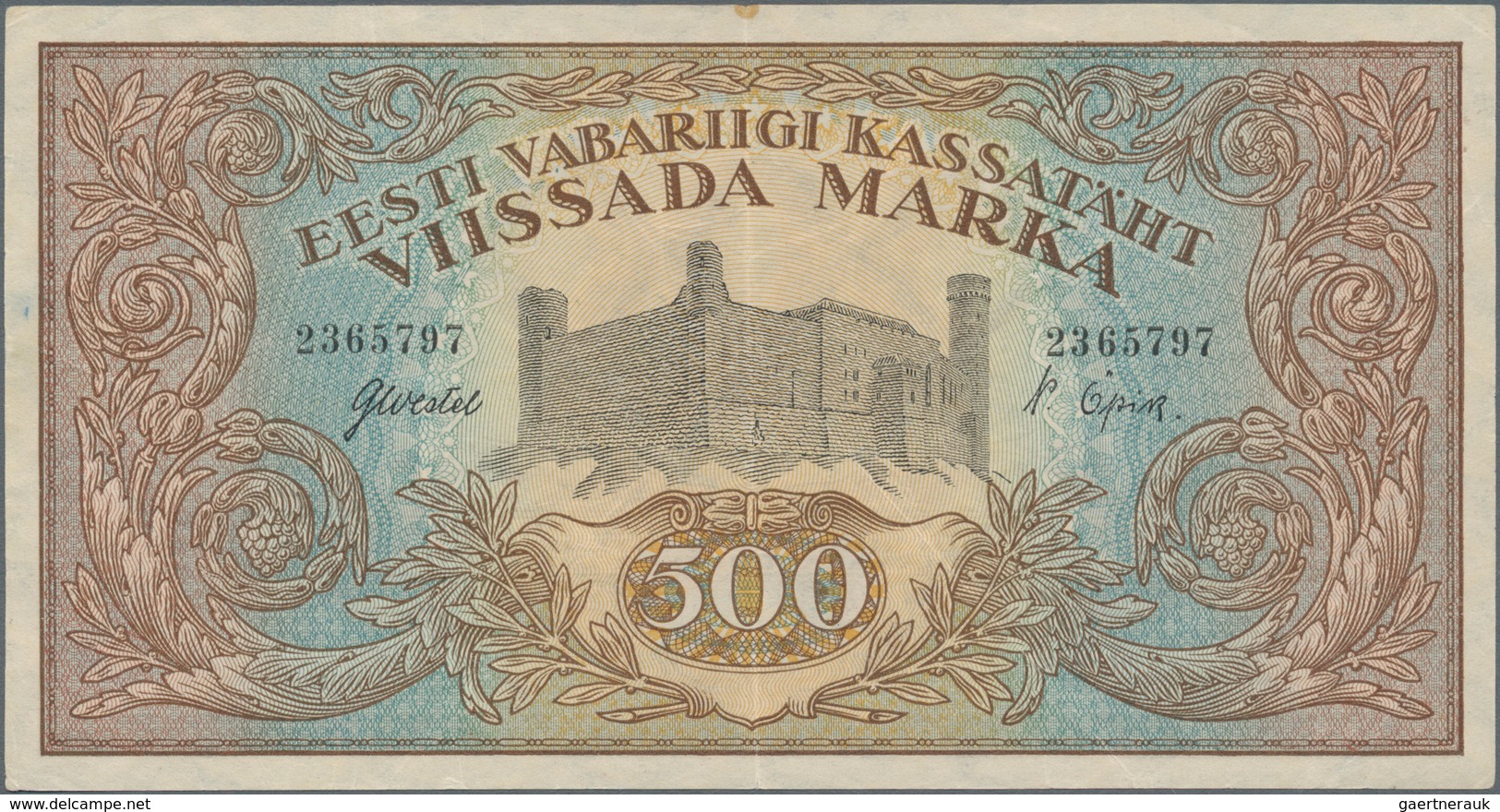 Estonia / Estland: 500 Marka 1923, P.52, Highly Rare Banknote In Great Original Shape And Bright Col - Estonia