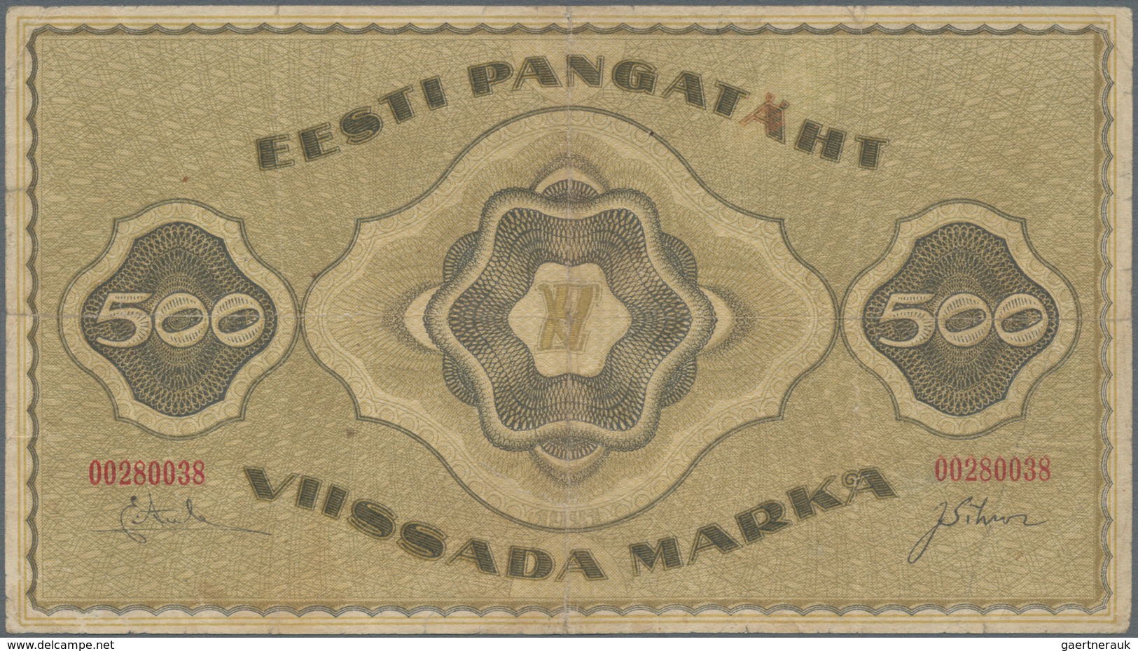 Estonia / Estland: 500 Marka 1921, P.57a, Extraordinary Rare Banknote In Great Original Shape With A - Estland