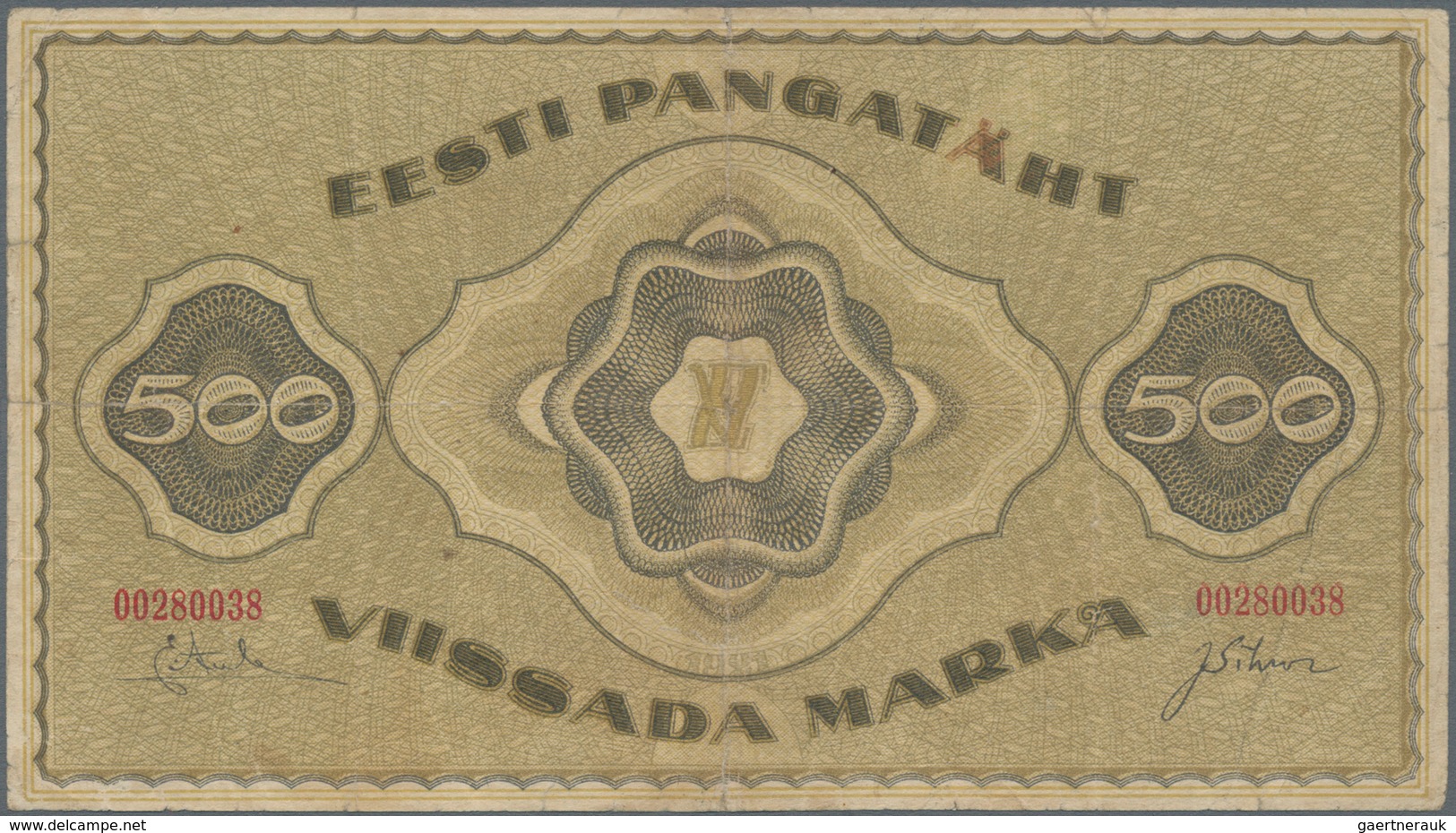 Estonia / Estland: 500 Marka 1921, P.57a, Extraordinary Rare Banknote In Great Original Shape With A - Estonia