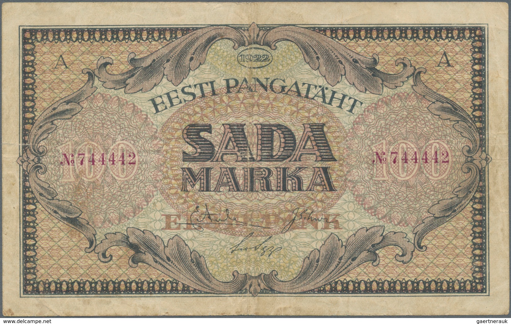 Estonia / Estland: 100 Marka 1922, P.58a, Seldom Offered And Rare Banknote, Still Nice Condition Wit - Estland