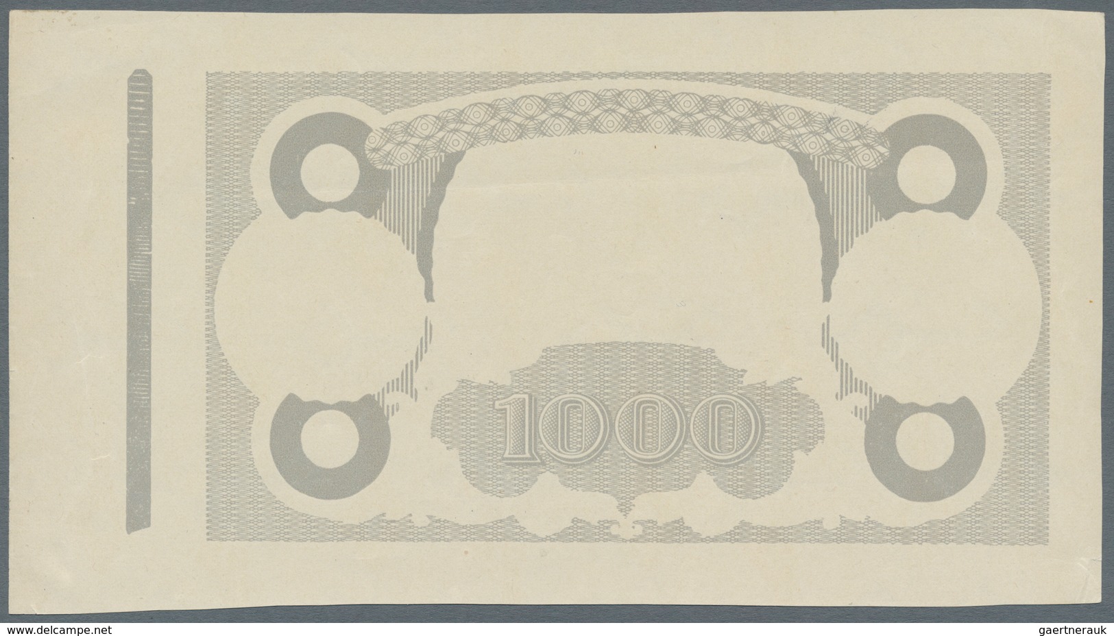 Estonia / Estland: Reverse Proof Print For The 1000 Marka ND(1922), P.59p On Banknote Paper With Wat - Estland