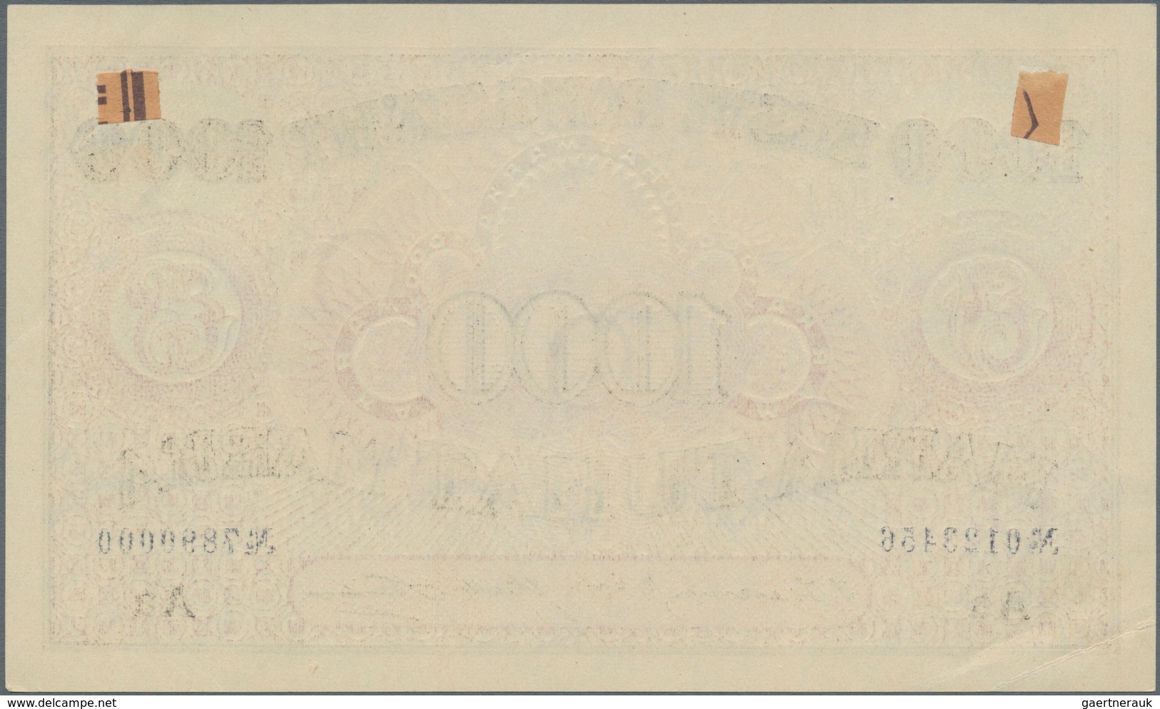 Estonia / Estland: 1000 Marka ND(1922) Front Specimen With Red Overprint "PROOV" And Serial Number 0 - Estland