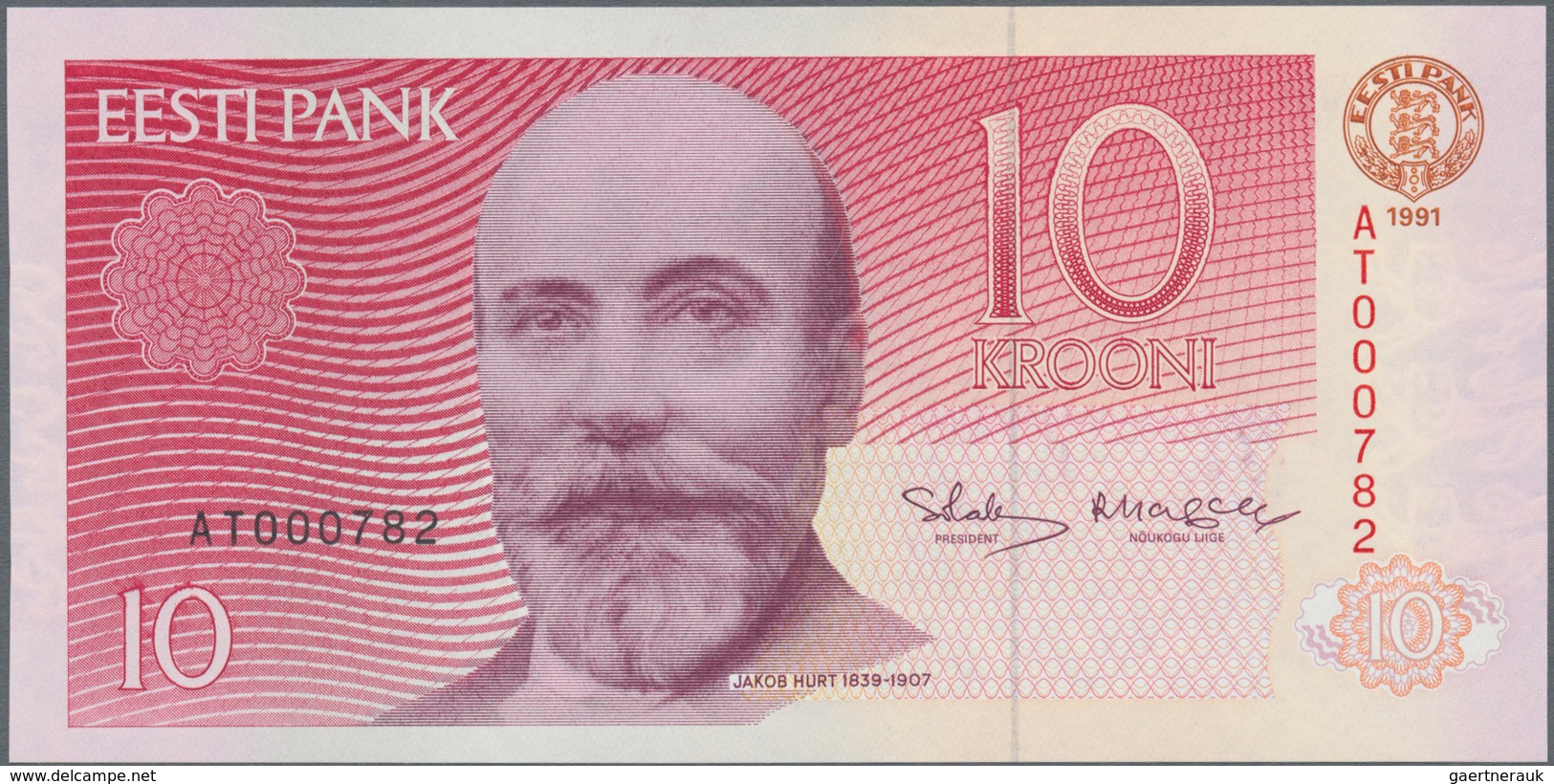 Estonia / Estland: Very nice set with 11 Banknotes series 1991 and 1992 with 5, 10, 25, 100 and 500